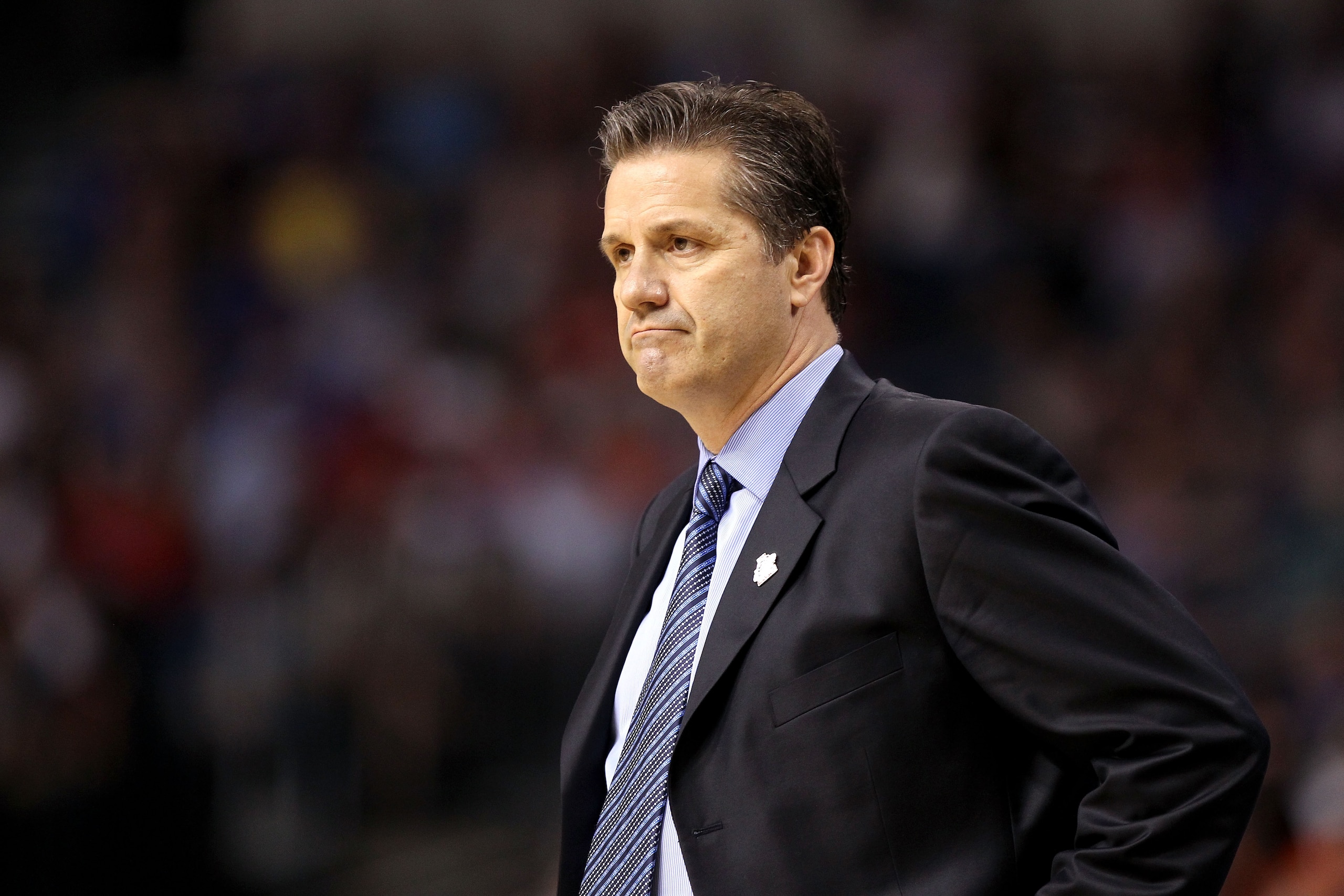 TAMPA, FL - MARCH 19:  head coach John Calipari of the Kentucky Wildcats looks on against the West Virginia Mountaineers during the third round of the 2011 NCAA men's basketball tournament at St. Pete Times Forum on March 19, 2011 in Tampa, Florida. Kentu