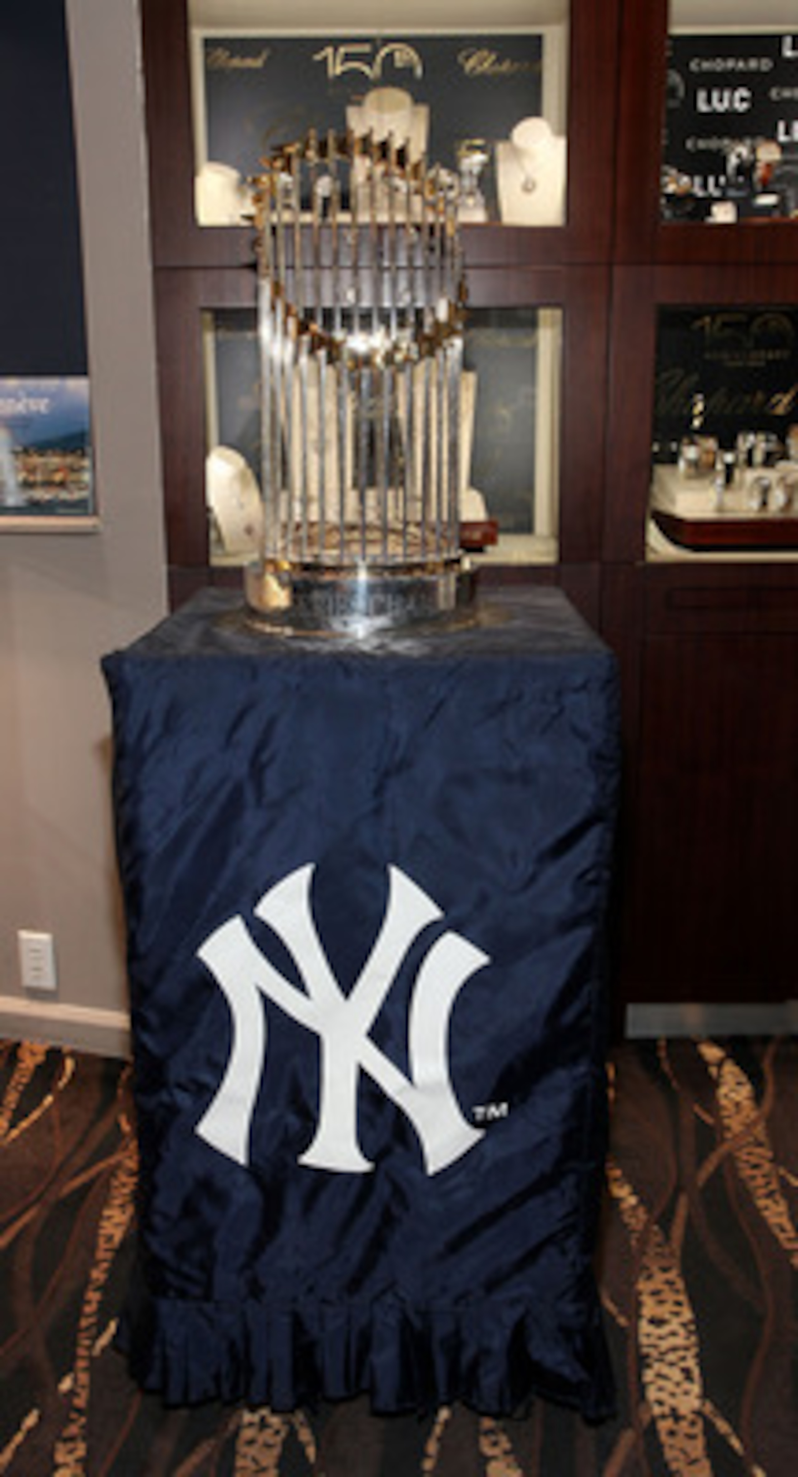 GREENWICH, CT - NOVEMBER 12:  2009 World Series Yankees Trophy at Manfredi Jewels on November 12, 2010 in Greenwich, Connecticut.  (Photo by Donald Bowers/Getty Images for Manfredi Jewels)