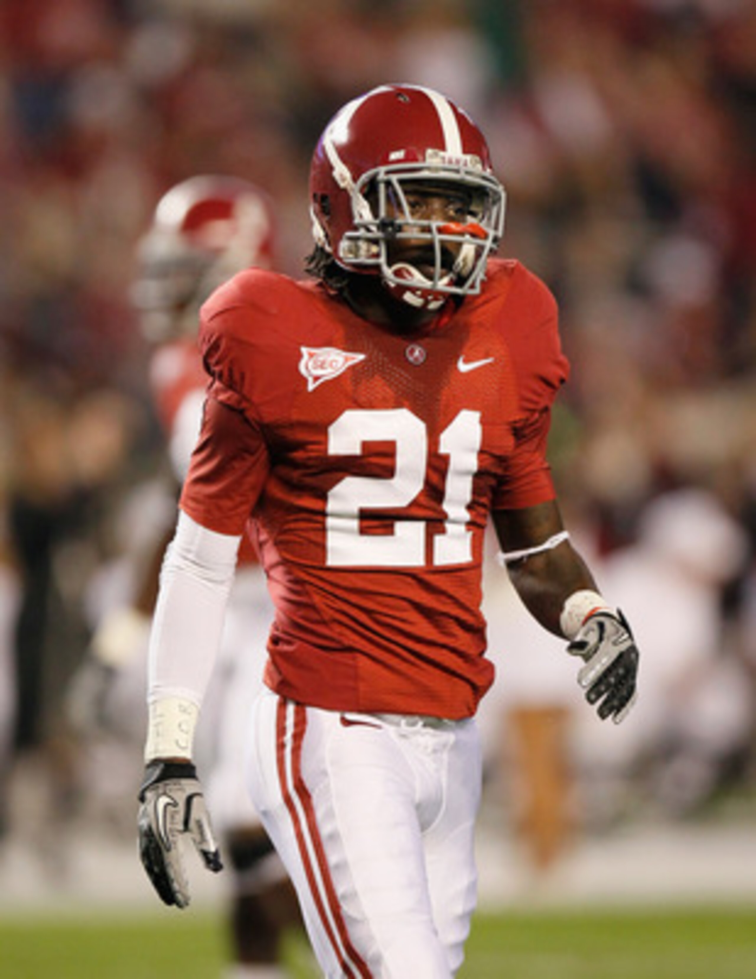 TUSCALOOSA, AL - OCTOBER 16:  Dre Kirkpatrick #21 of the Alabama Crimson Tide against the Ole Miss Rebels at Bryant-Denny Stadium on October 16, 2010 in Tuscaloosa, Alabama.  (Photo by Kevin C. Cox/Getty Images)