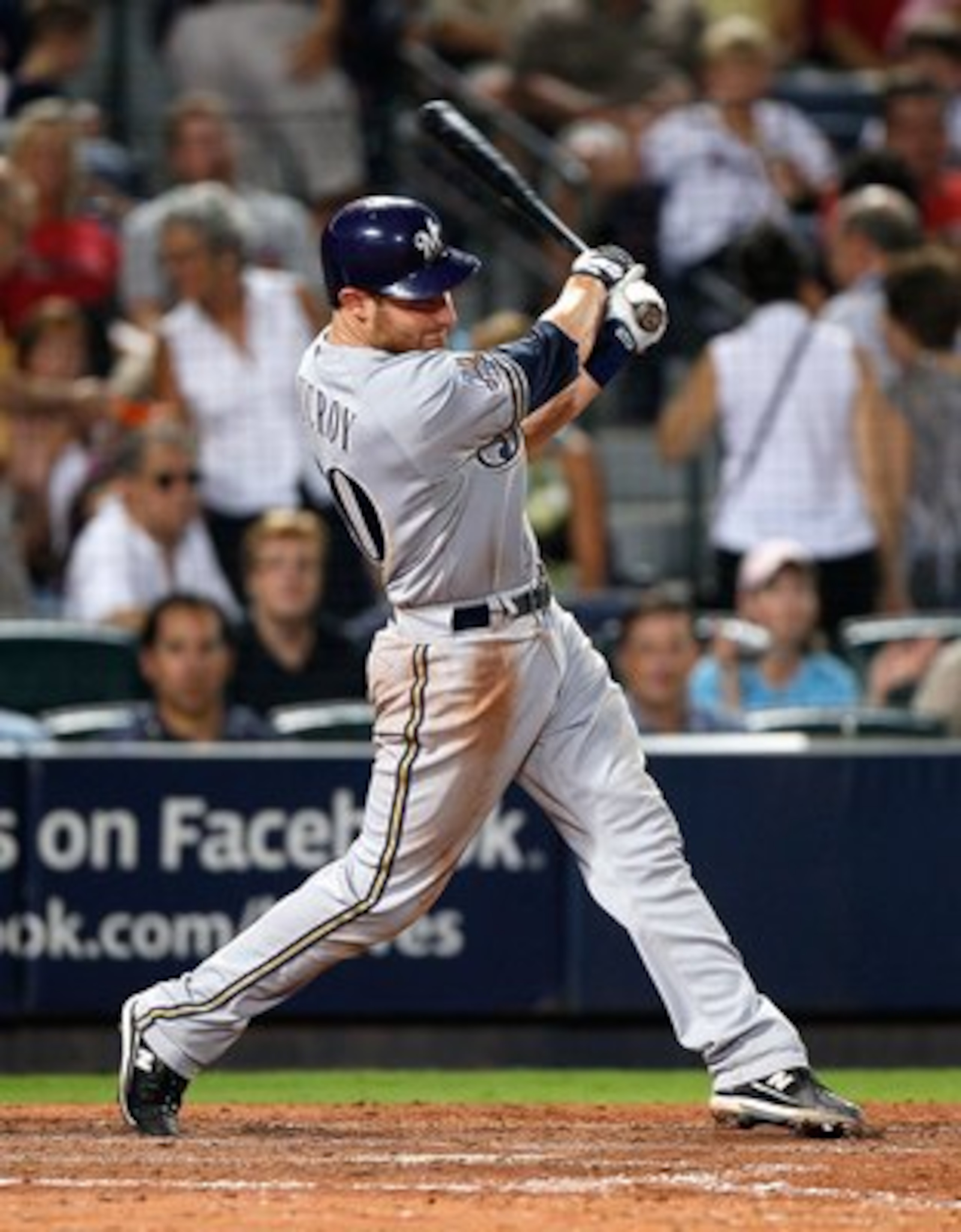 ATLANTA - JULY 15:  Jonathan Lucroy #20 of the Milwaukee Brewers against the Atlanta Braves at Turner Field on July 15, 2010 in Atlanta, Georgia.  (Photo by Kevin C. Cox/Getty Images)