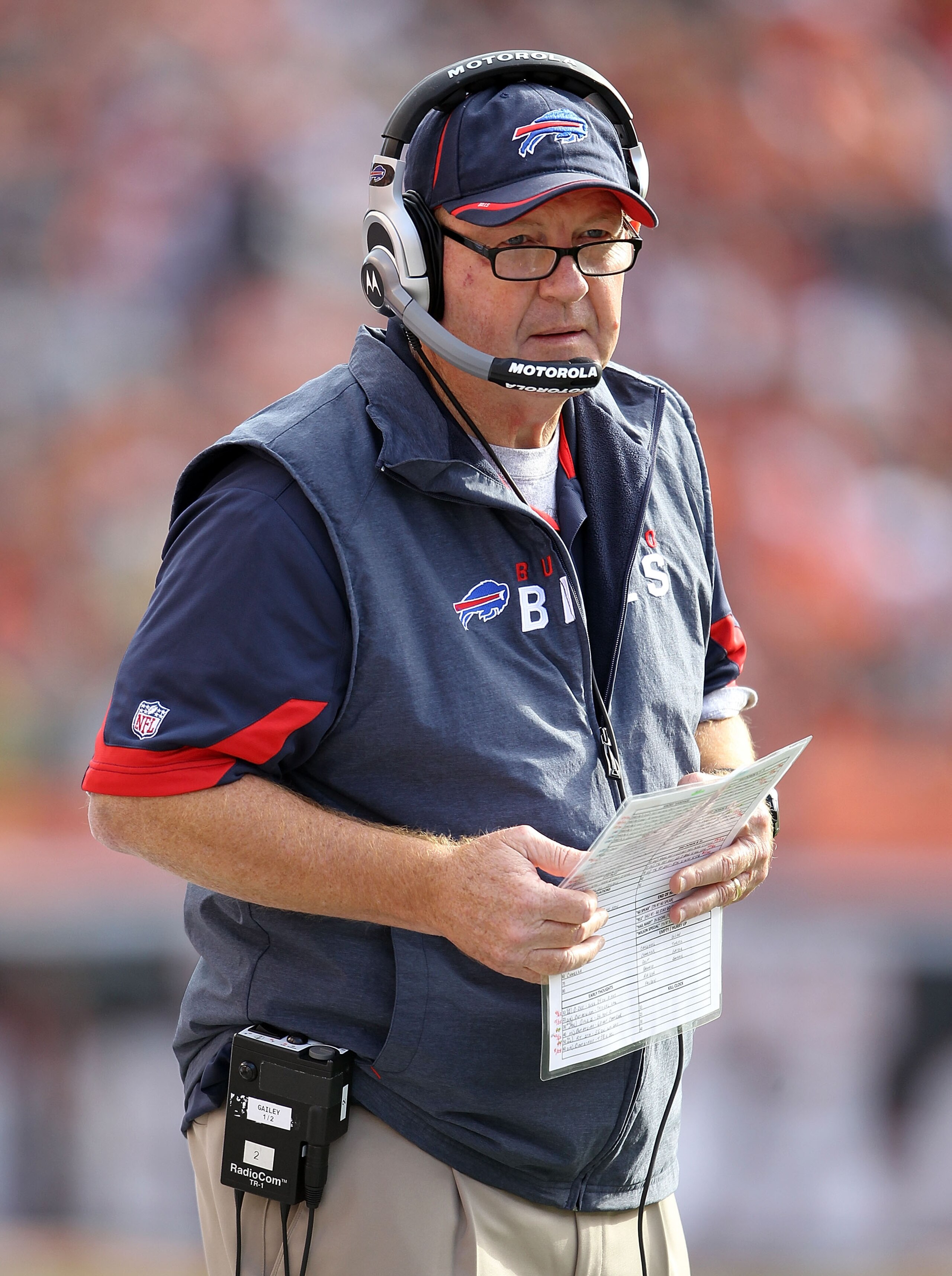 CINCINNATI - NOVEMBER 21: Chan Gailey the Head Coach of the Buffalo Bills watches the action during NFL game against the Cincinnati Bengals at Paul Brown Stadium on November 21, 2010 in Cincinnati, Ohio.  (Photo by Andy Lyons/Getty Images)