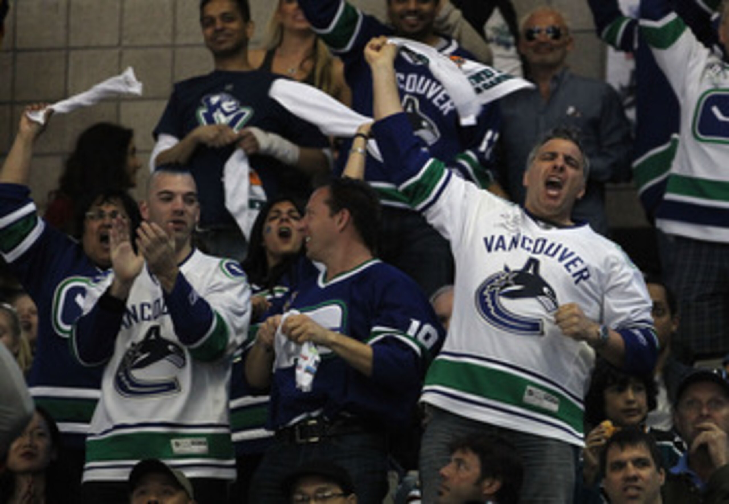 SAN JOSE, CA - MAY 22:  Vancouver Canucks fans show their support during Game Four of the Western Conference Finals between the Vancouver Canucks and the San Jose Sharks during the 2011 Stanley Cup Playoffs at HP Pavilion on May 22, 2011 in San Jose, Cali