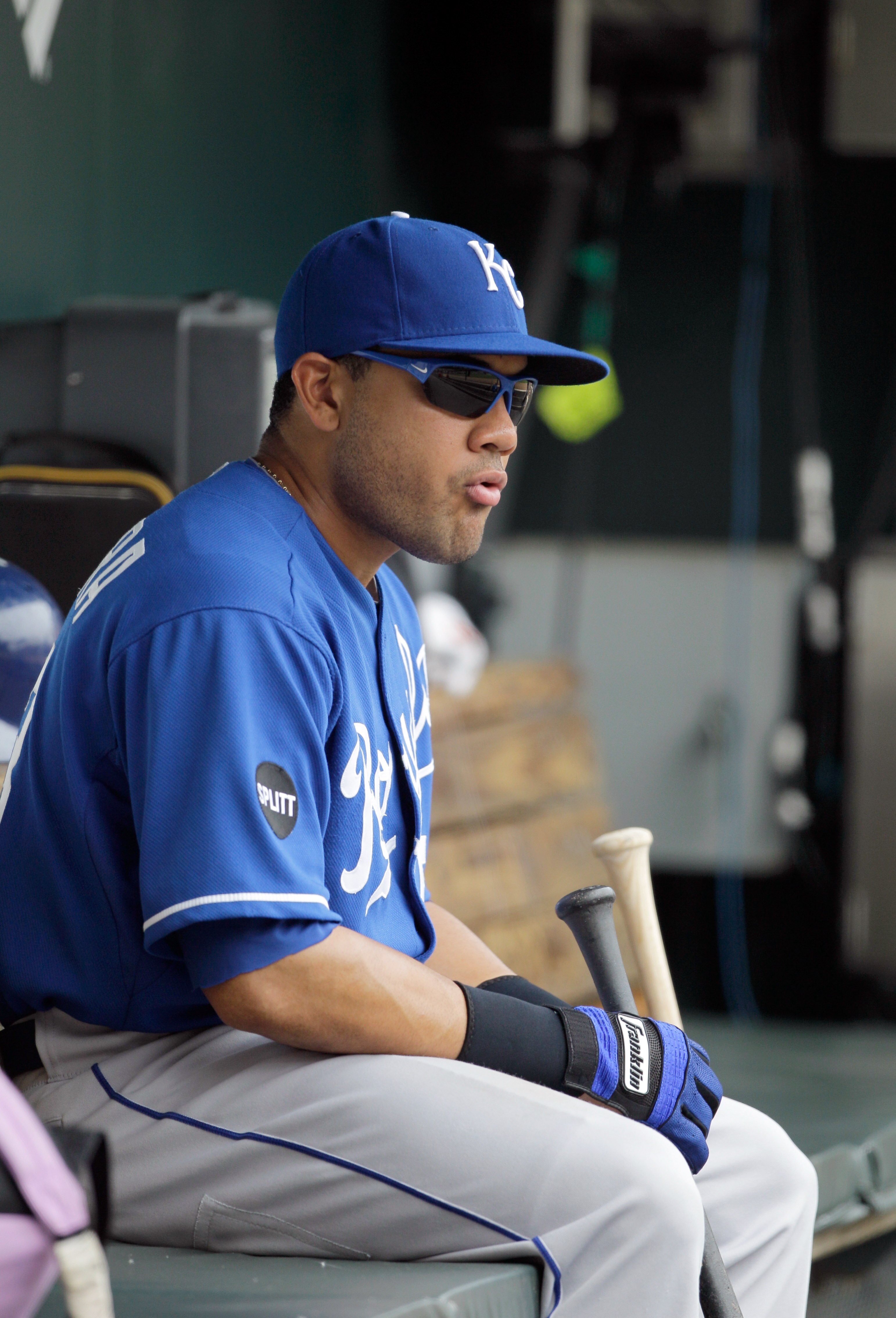 BALTIMORE, MD - MAY 26:  Melky Cabrera #53 of the Kansas City Royals in the dugout prior to the Royals game against the Baltimore Orioles at Oriole Park at Camden Yards on May 26, 2011 in Baltimore, Maryland.  (Photo by Rob Carr/Getty Images)