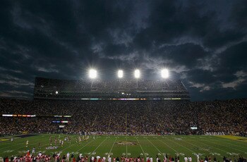 BATON ROUGE, LA - NOVEMBER 20:  A general view of Tiger Stadium during the game between the Louisiana State University Tigers and the Ole Miss Rebels at Tiger Stadium on November 20, 2010 in Baton Rouge, Louisiana.  (Photo by Kevin C. Cox/Getty Images)