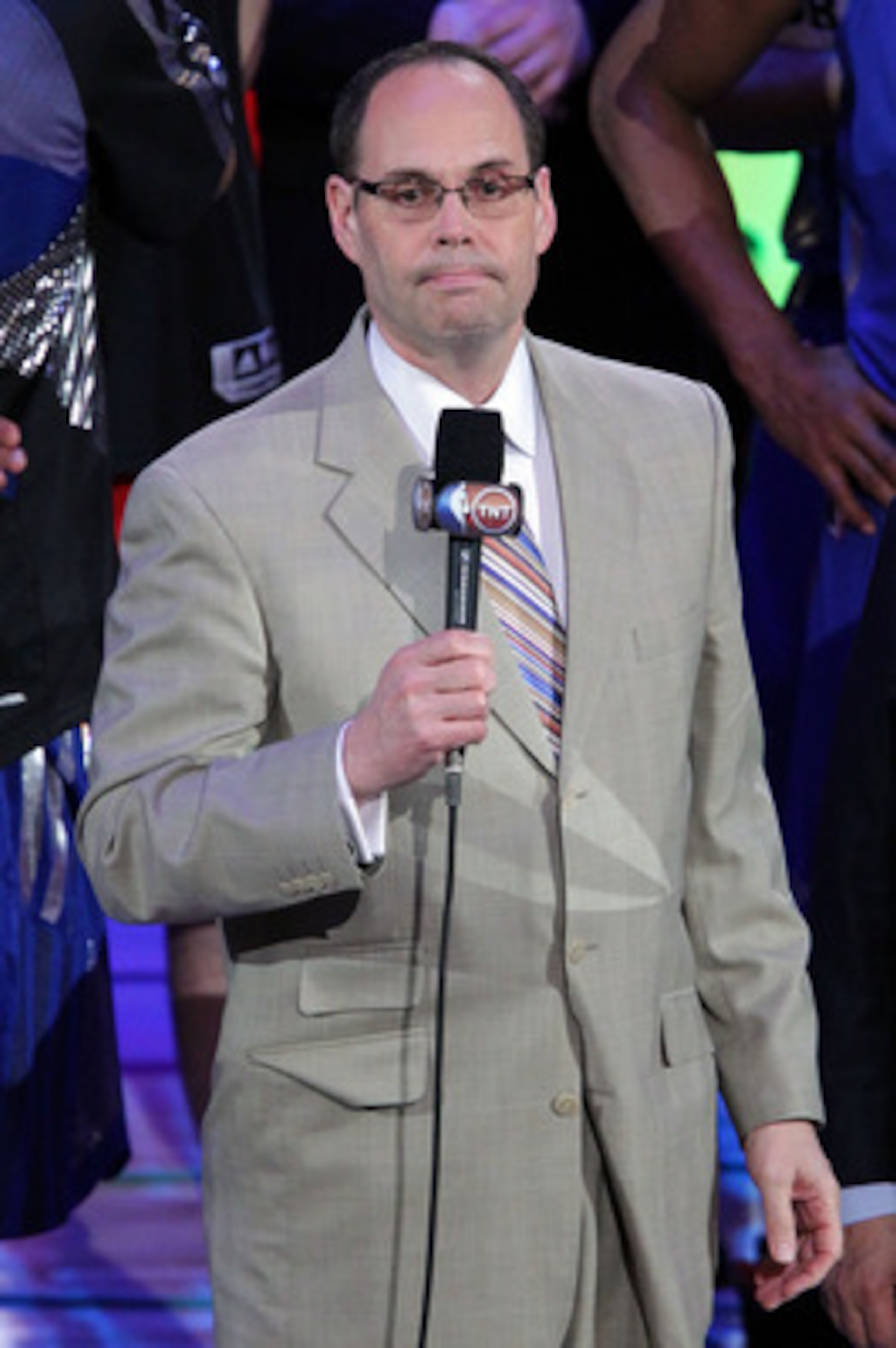LOS ANGELES, CA - FEBRUARY 20:  TNT's Ernie Johnson speaks after the 2011 NBA All-Star Game at Staples Center on February 20, 2011 in Los Angeles, California. NOTE TO USER: User expressly acknowledges and agrees that, by downloading and or using this phot