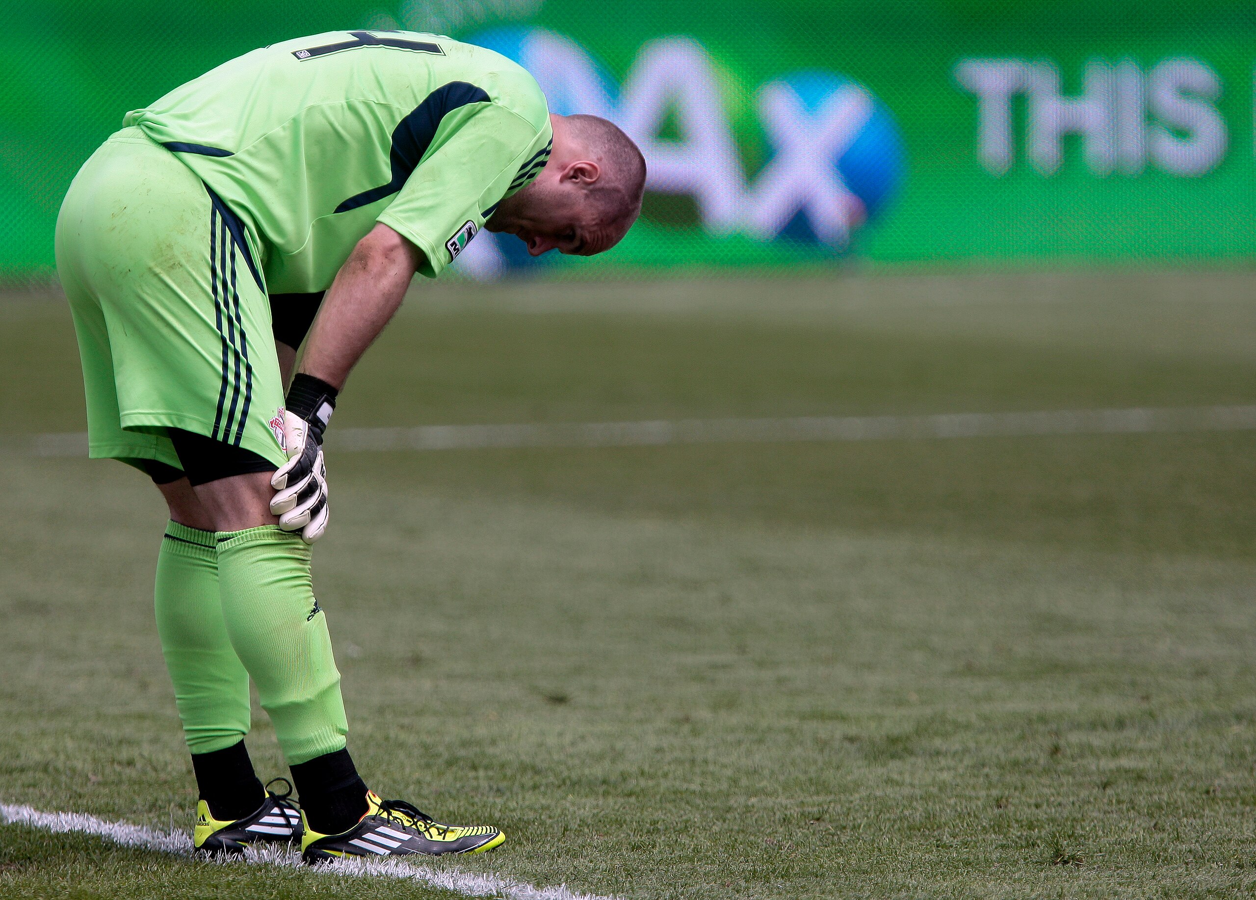TORONTO, CANADA - MAY 28:Stefan Frei #24 of Toronto FC reacts to the 6th goal against the Philadelphia Union during MLS action at BMO Field May 28, 2011 in Toronto, Ontario, Canada. (Photo by Abelimages/Getty Images)