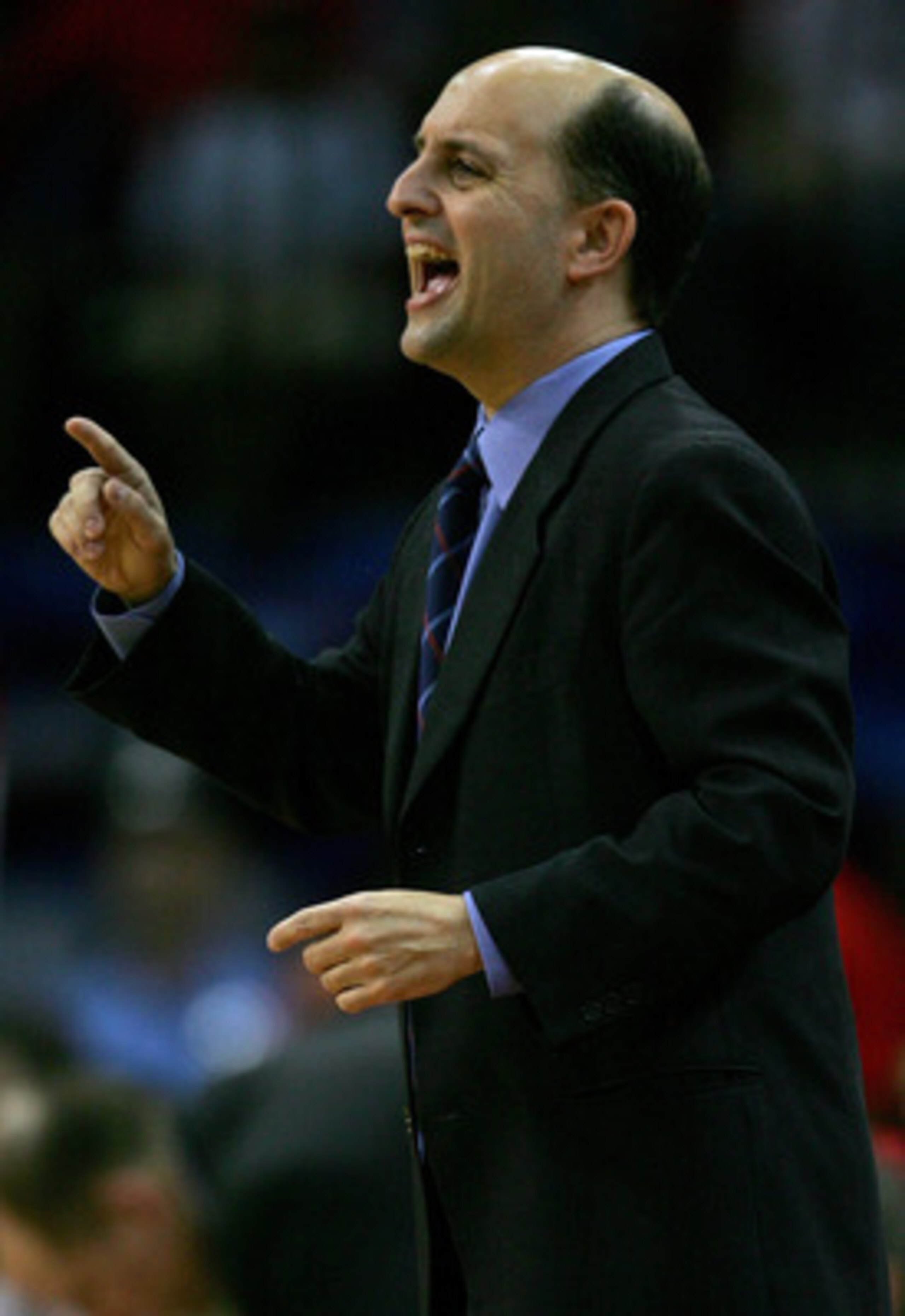 HOUSTON - APRIL 23:  Coach Jeff Van Gundy of the Houston Rockets on the sidelines while playing the Utah Jazz during Game Two of the Western Conference Quarterfinals against the Utah Jazz during the 2007 NBA Playoffs at the Toyota Center on April 23, 2007