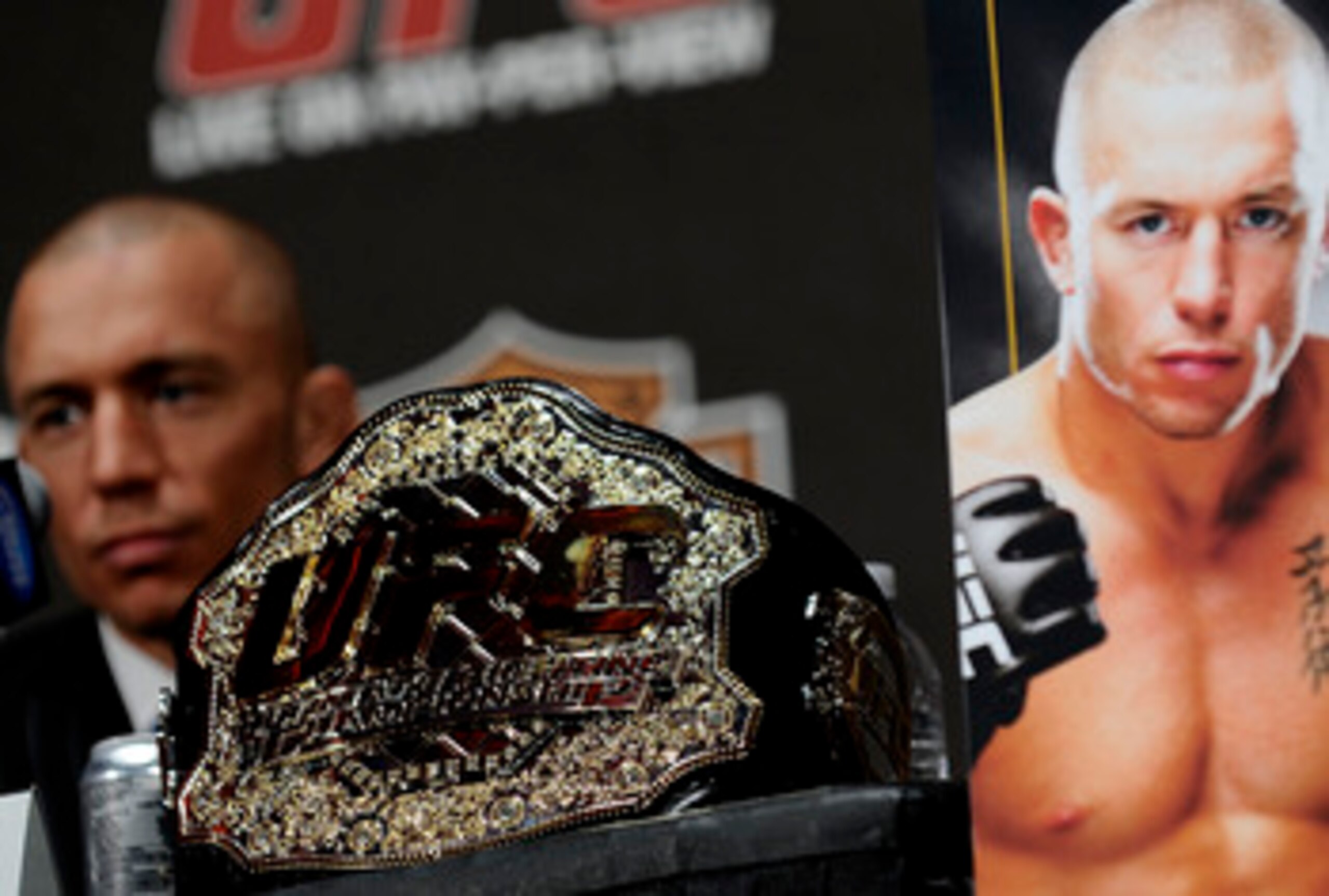 NEW YORK - MARCH 24:  Georges St-Pierre of Montreal, Quebec, Canada appears at a press conference for UFC 111 at Radio City Music Hall on March 24, 2010 in New York City.  St-Pierre will face Dan Hardy of Nottingham UK in the Welterweight title bout.  (Ph
