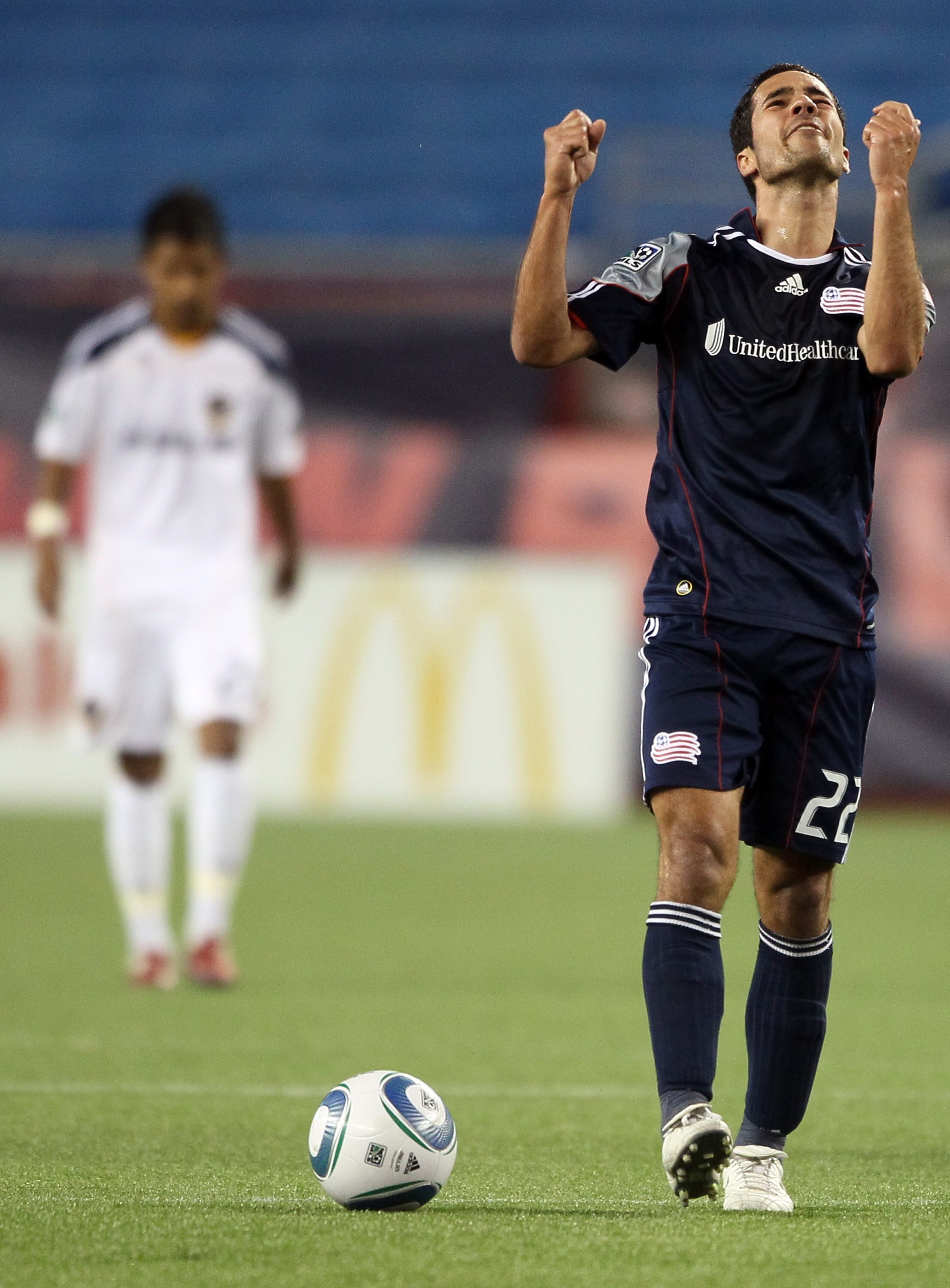 FOXBORO, MA - MAY 28:  Benny Feilhaber #22 of the New England Revolution reacts to a call in the second half against the Los Angeles Galaxy on May 28, 2011 at Gillette Stadium in Foxboro, Massachusetts. The Los Angeles Galaxy defeated the New England Revo