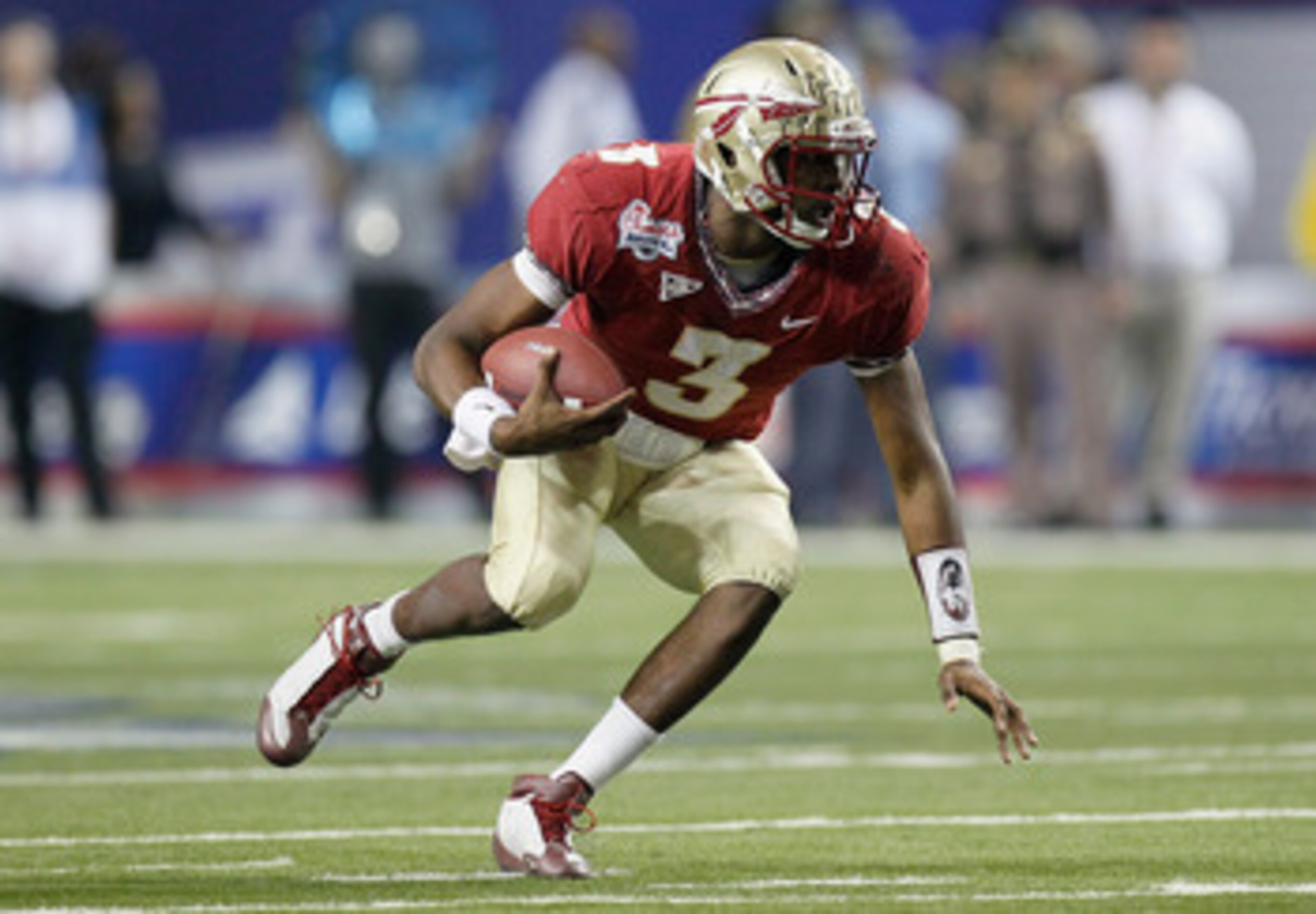 ATLANTA, GA - DECEMBER 31: EJ Manuel #3 of the Florida State Seminoles against the South Carolina Gamecocks during the 2010 Chick-fil-A Bowl at Georgia Dome on December 31, 2010 in Atlanta, Georgia. (Photo by Kevin C. Cox/Getty Images) ATLANTA, GA - DECEMBER 31: EJ Manuel #3 of the Florida State Seminoles against the South Carolina Gamecocks during the 2010 Chick-fil-A Bowl at Georgia Dome on December 31, 2010 in Atlanta, Georgia. (Photo by Kevin C. Cox/Getty Images)