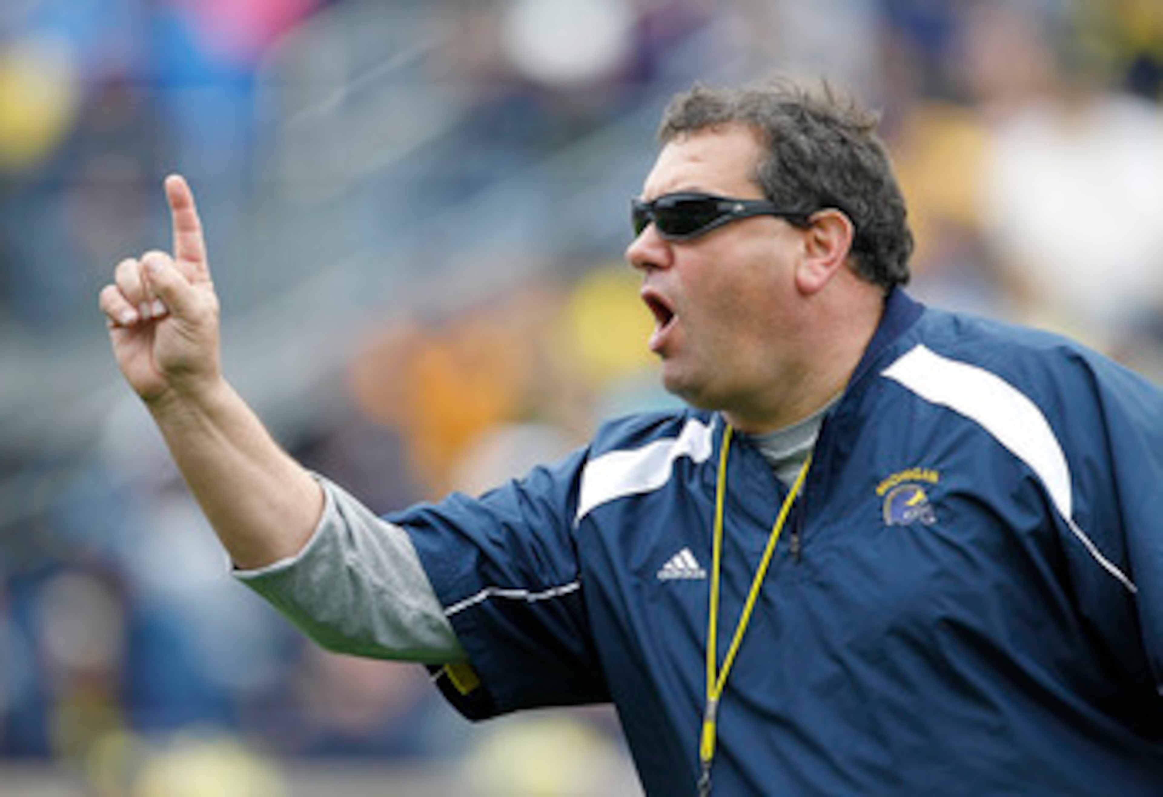 ANN ARBOR, MI - APRIL 16: Head football coach Brady Hoke during the annual Spring Game at Michigan Stadium on April 16, 2011 in Ann Arbor, Michigan. (Photo by Leon Halip/Getty Images) ANN ARBOR, MI - APRIL 16: Head football coach Brady Hoke during the annual Spring Game at Michigan Stadium on April 16, 2011 in Ann Arbor, Michigan. (Photo by Leon Halip/Getty Images)