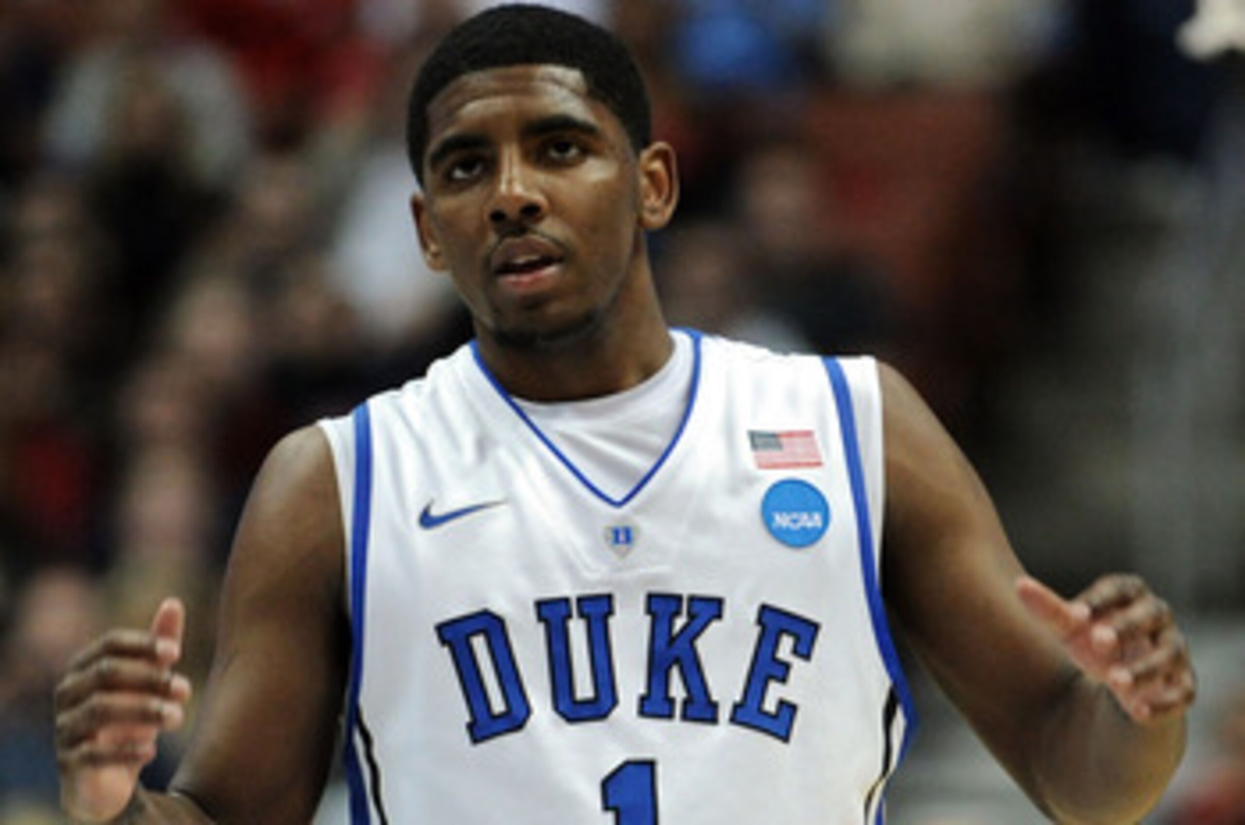 ANAHEIM, CA - MARCH 24: Kyrie Irving #1 of the Duke Blue Devils looks on against the Arizona Wildcats during the west regional semifinal of the 2011 NCAA men's basketball tournament at the Honda Center on March 24, 2011 in Anaheim, California. (Photo by ANAHEIM, CA - MARCH 24: Kyrie Irving #1 of the Duke Blue Devils looks on against the Arizona Wildcats during the west regional semifinal of the 2011 NCAA men's basketball tournament at the Honda Center on March 24, 2011 in Anaheim, California. (Photo by