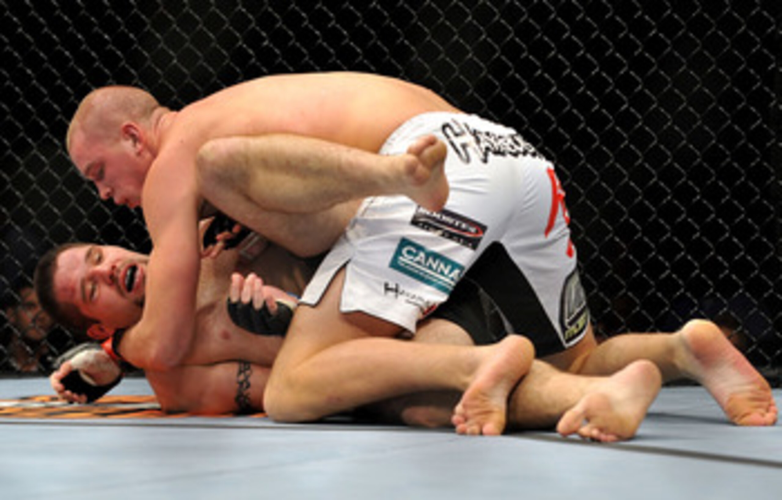 LOS ANGELES, CA - OCTOBER 24:  UFC fighter Chase Gormley (bottom) battles with UFC fighter Stefan Struve (top) during their Heavyweight bout at UFC 104: Machida vs. Shogun at Staples Center on October 24, 2009 in Los Angeles, California.  (Photo by Jon Ko