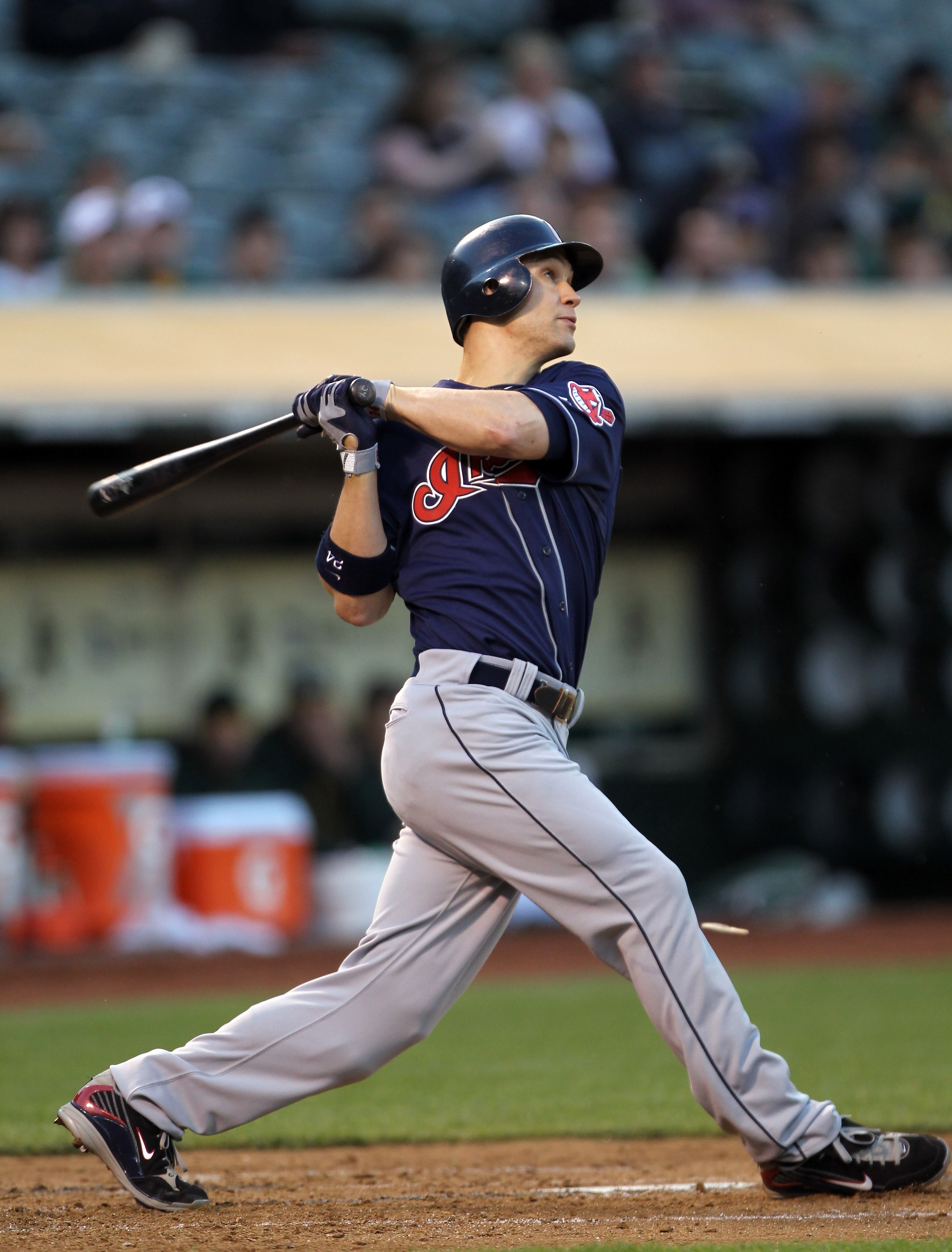 OAKLAND, CA - MAY 03:  Grady Sizemore #24 of the Cleveland Indians in action against the Oakland Athletics at Oakland-Alameda County Coliseum on May 3, 2011 in Oakland, California.  (Photo by Ezra Shaw/Getty Images)