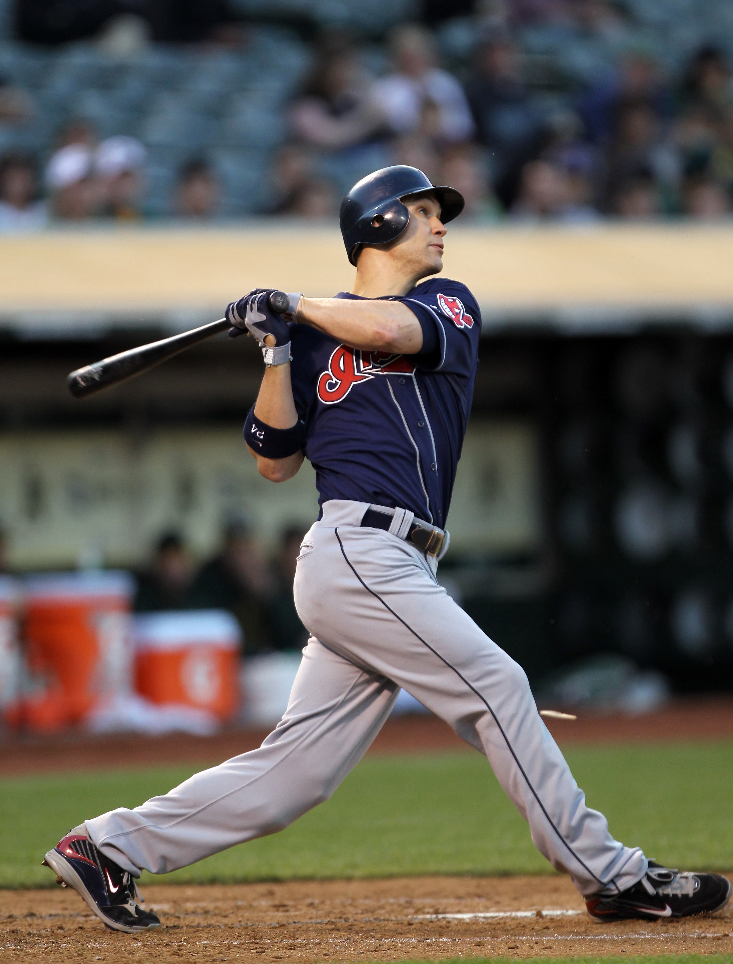 OAKLAND, CA - MAY 03:  Grady Sizemore #24 of the Cleveland Indians in action against the Oakland Athletics at Oakland-Alameda County Coliseum on May 3, 2011 in Oakland, California.  (Photo by Ezra Shaw/Getty Images)
