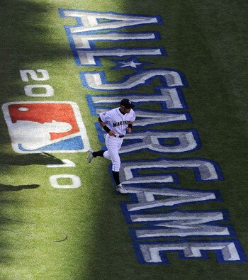 ANAHEIM, CA - JULY 13:  American League All-Star Ichiro Suzuki #51 of the Seattle Mariners during the 81st MLB All-Star Game at Angel Stadium of Anaheim on July 13, 2010 in Anaheim, California.  (Photo by Michael Buckner/Getty Images)