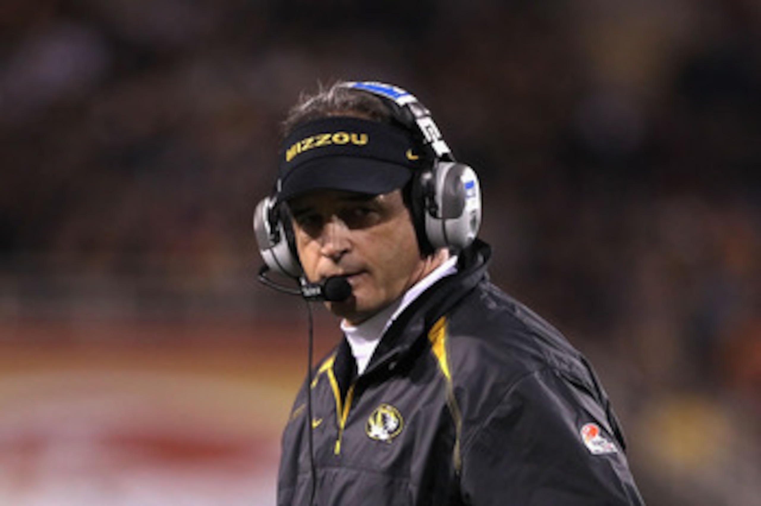 TEMPE, AZ - DECEMBER 28:  Head coach Gary Pinkel of the Missouri Tigers reacts on the sidelines during the Insight Bowl against the Iowa Hawkeyes at Sun Devil Stadium on December 28, 2010 in Tempe, Arizona.  The Hawkeyes defeated the Tigers 27-24.  (Photo