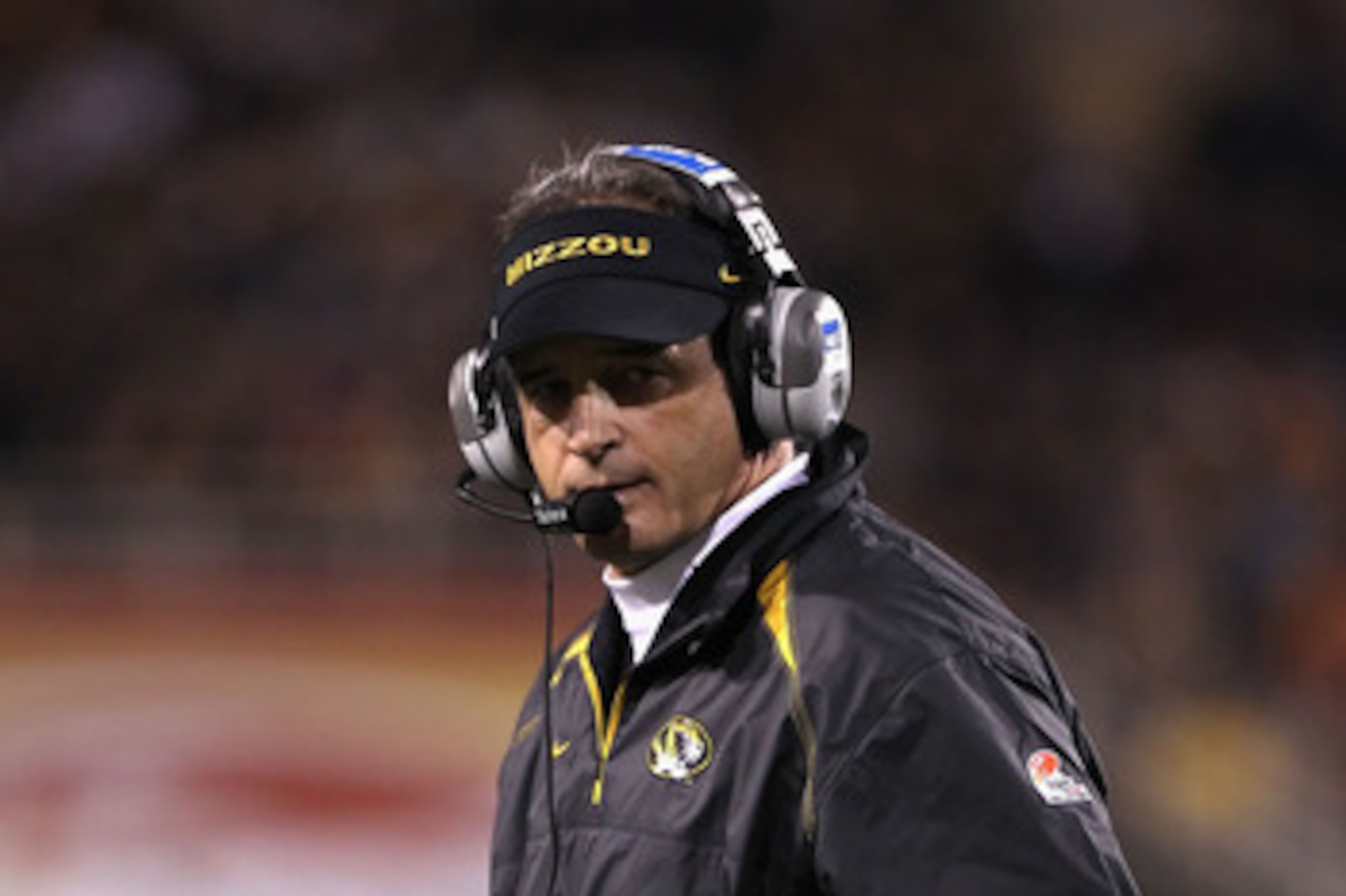 TEMPE, AZ - DECEMBER 28:  Head coach Gary Pinkel of the Missouri Tigers reacts on the sidelines during the Insight Bowl against the Iowa Hawkeyes at Sun Devil Stadium on December 28, 2010 in Tempe, Arizona.  The Hawkeyes defeated the Tigers 27-24.  (Photo