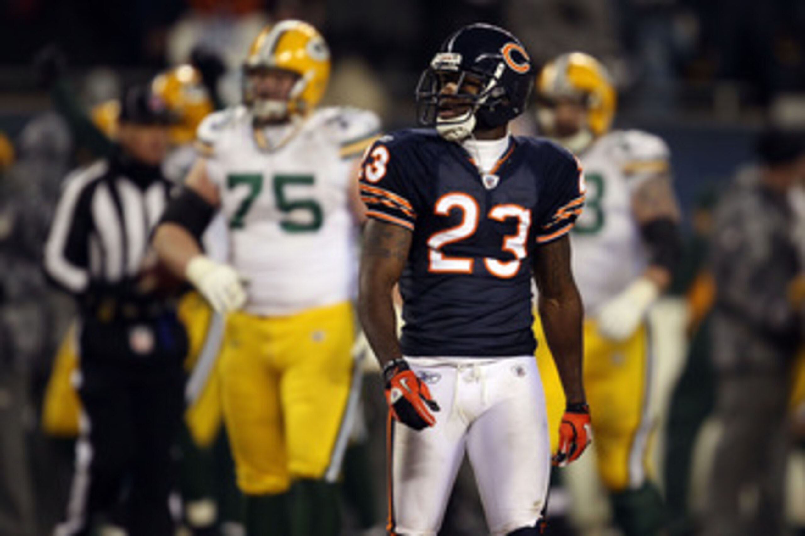 CHICAGO, IL - JANUARY 23:  Devin Hester #23 of the Chicago Bears looks on late in the fourth quarter against the Green Bay Packers in the NFC Championship Game at Soldier Field on January 23, 2011 in Chicago, Illinois.  (Photo by Jonathan Daniel/Getty Ima