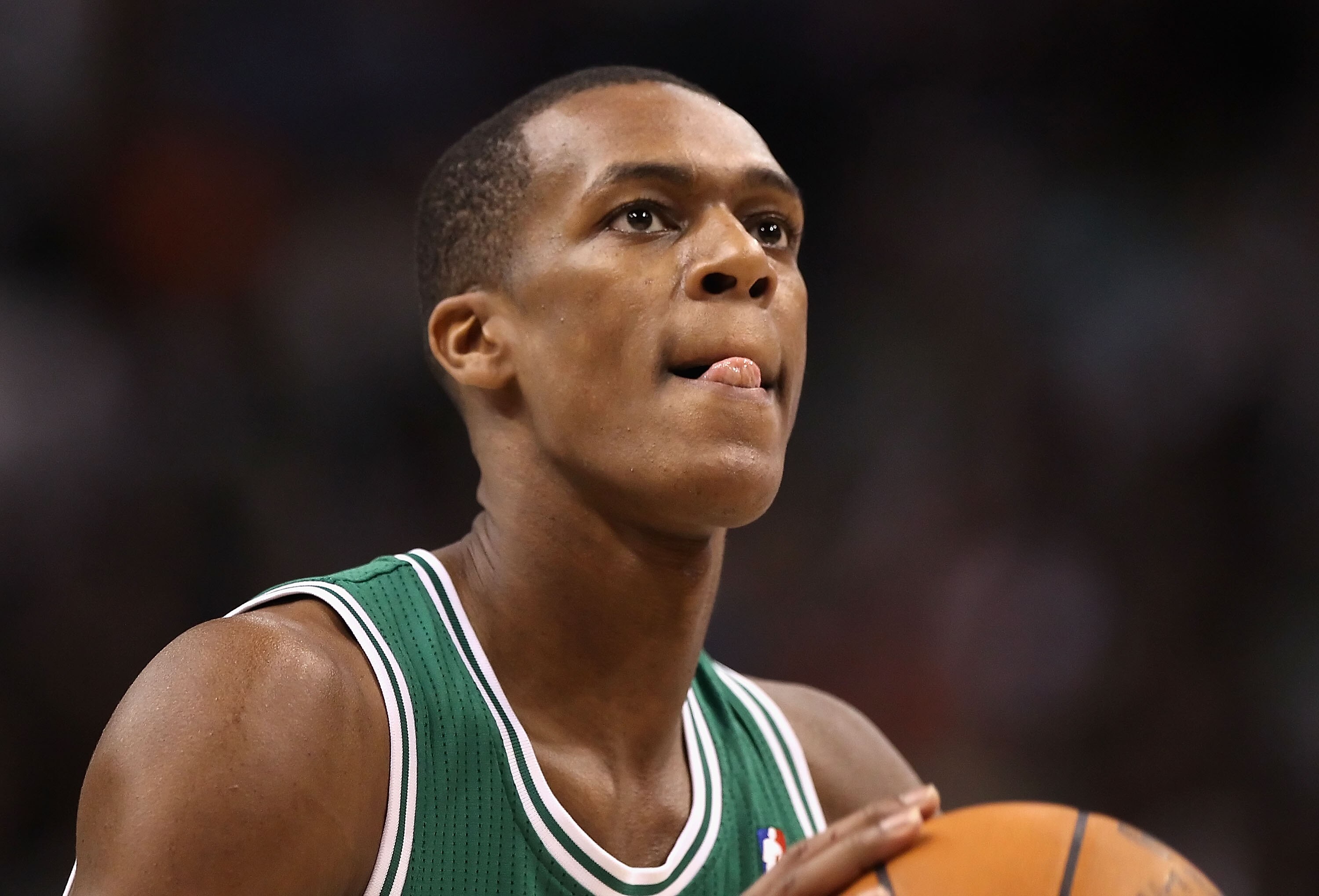 PHOENIX, AZ - JANUARY 28:  Rajon Rondo #9 of the Boston Celtics shoots a free throw shot during the NBA game against the Phoenix Suns at US Airways Center on January 28, 2011 in Phoenix, Arizona.  The Suns defeated the Celtics 88-71.  NOTE TO USER: User e