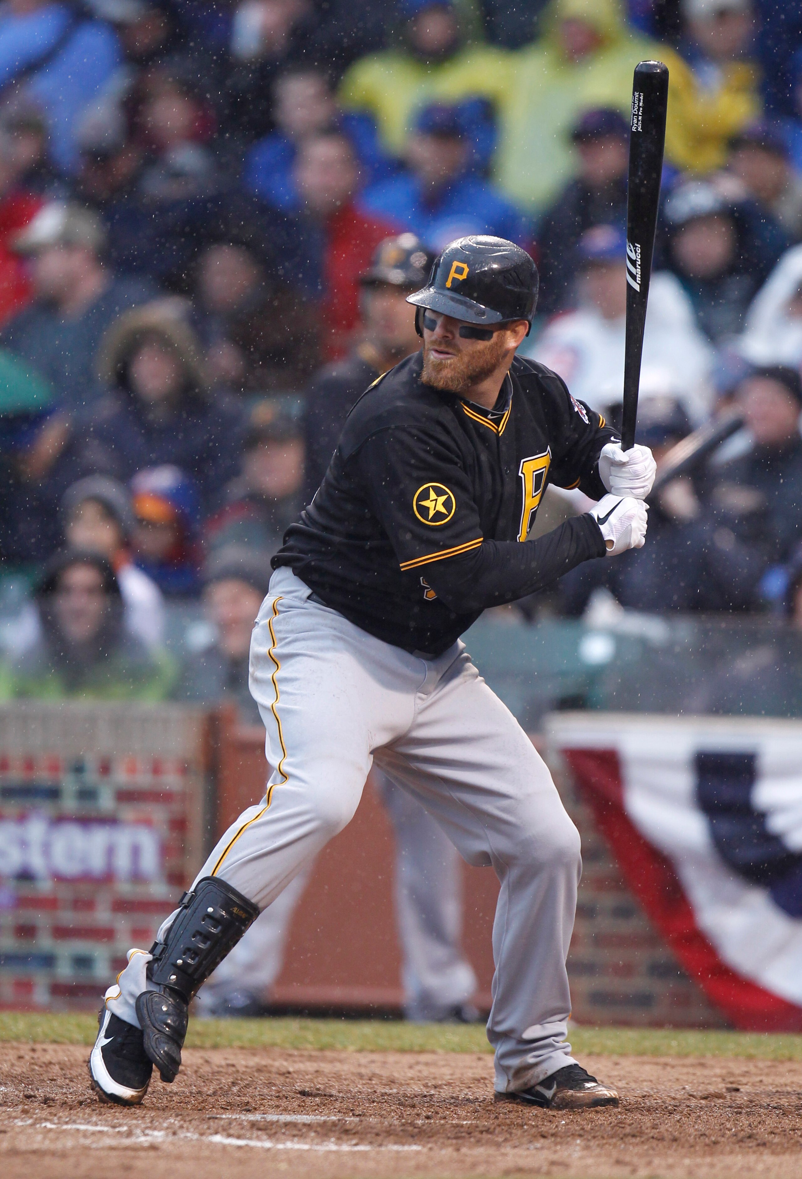 CHICAGO, IL - APRIL 01: Ryan Doumit #41 of the Pittsburgh Pirates bats while playing the Chicago Cubs during opening day at Wrigley Field on April 1, 2011 in Chicago, Illinois.  (Photo by Gregory Shamus/Getty Images)