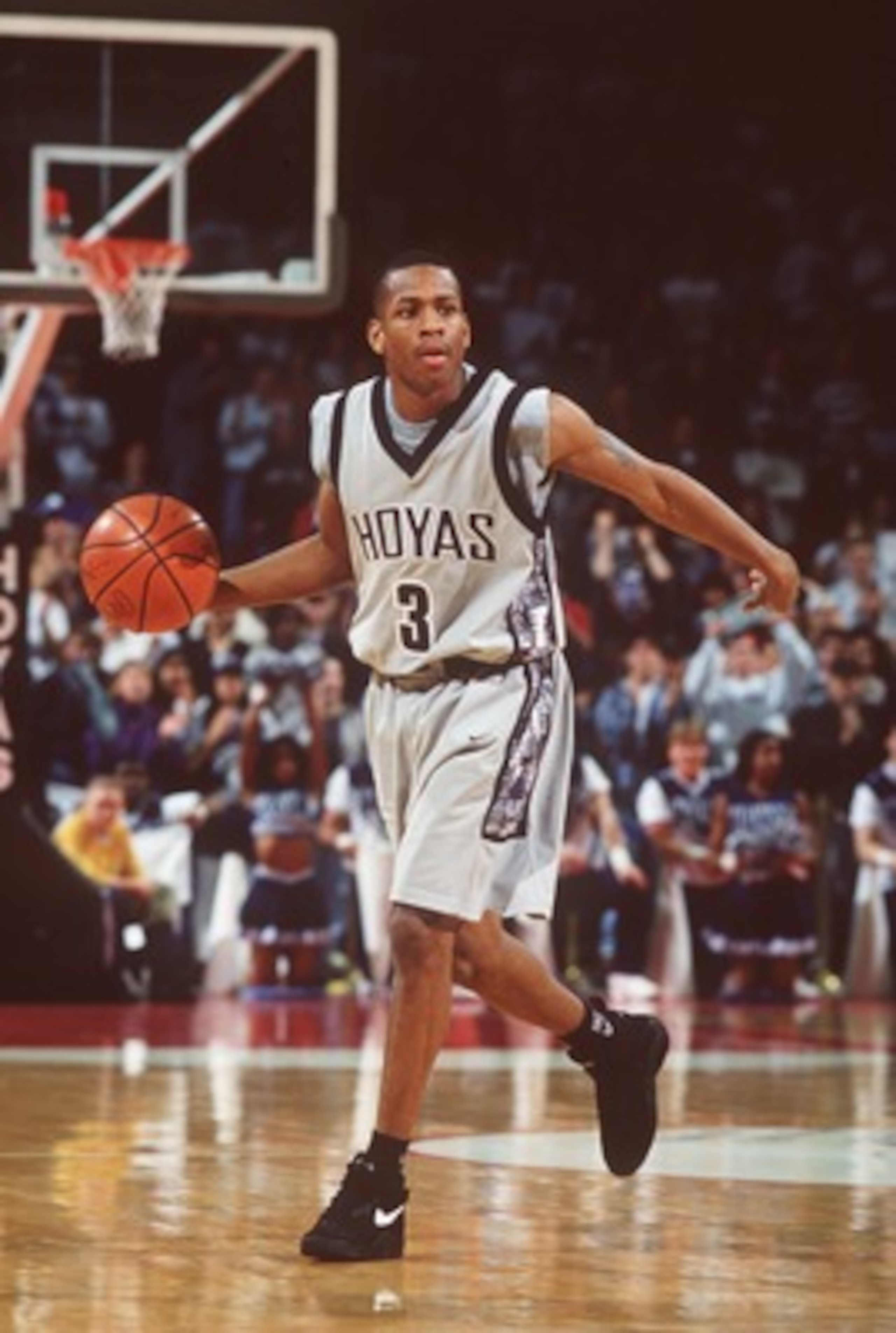 20 Feb 1995: Allen Iverson of Georgetown University controls the ball during the Hoyas 77-52 win over Villanova at McDonough Arena in Washington, D.C.