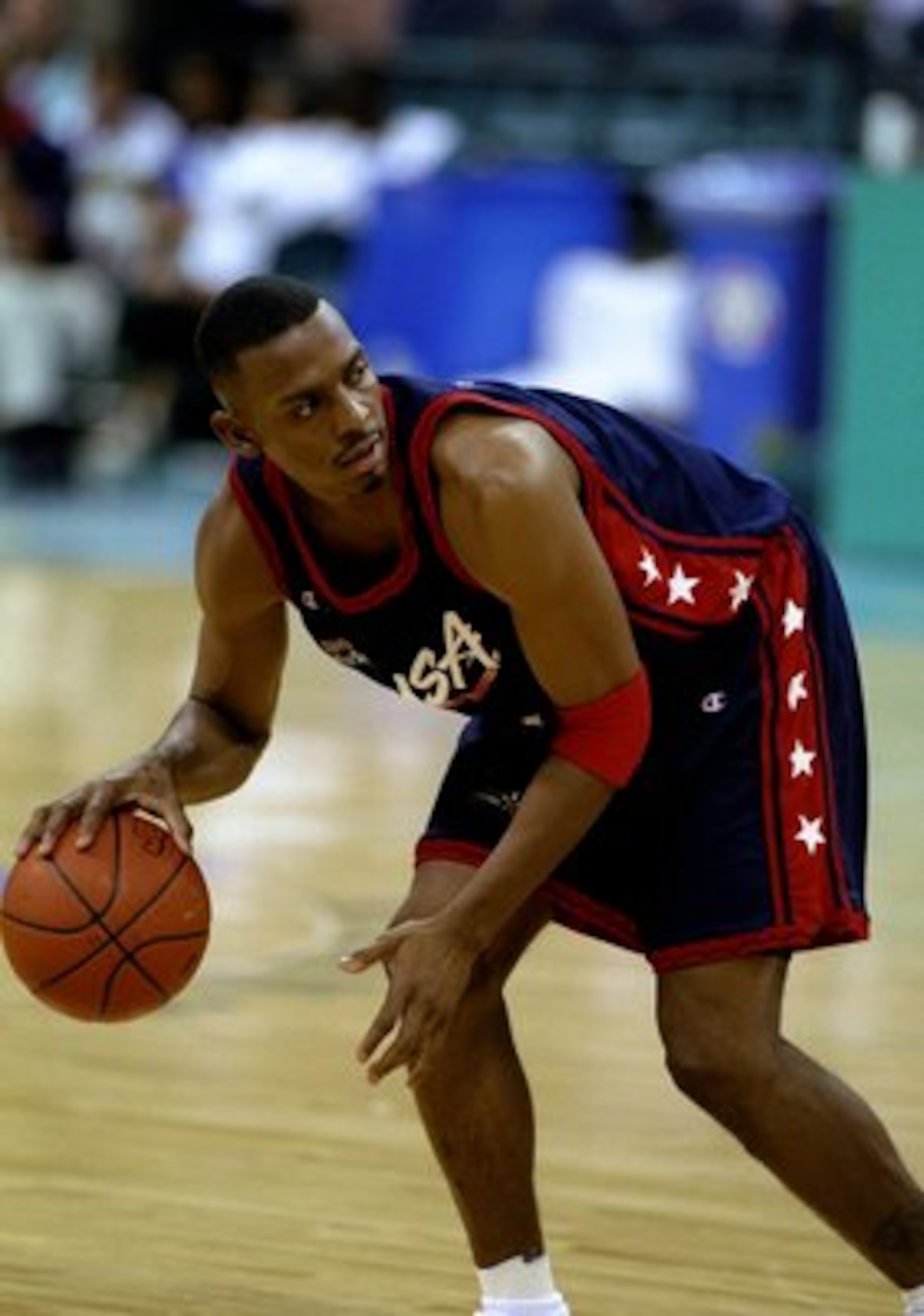 28 Jul 1996: Guard Anfernee Hardaway of the Dream Team looks to pass during the USA v Croatia basketball game at the Georgia Dome at 1996 Centennial Olympic Games Atlanta, Georgia.