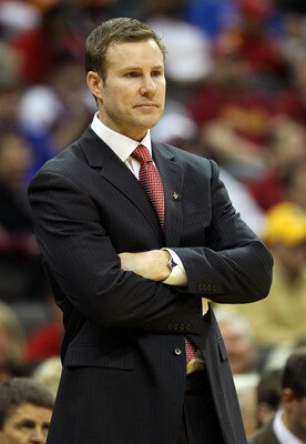 KANSAS CITY, MO - MARCH 09:  Head coach Fred Hoiberg of the Iowa State Cyclones looks on against the Colorado Buffaloes during the first round game in the 2011 Phillips 66 Big 12 Men's Basketball Tournament at Sprint Center on March 9, 2011 in Kansas City