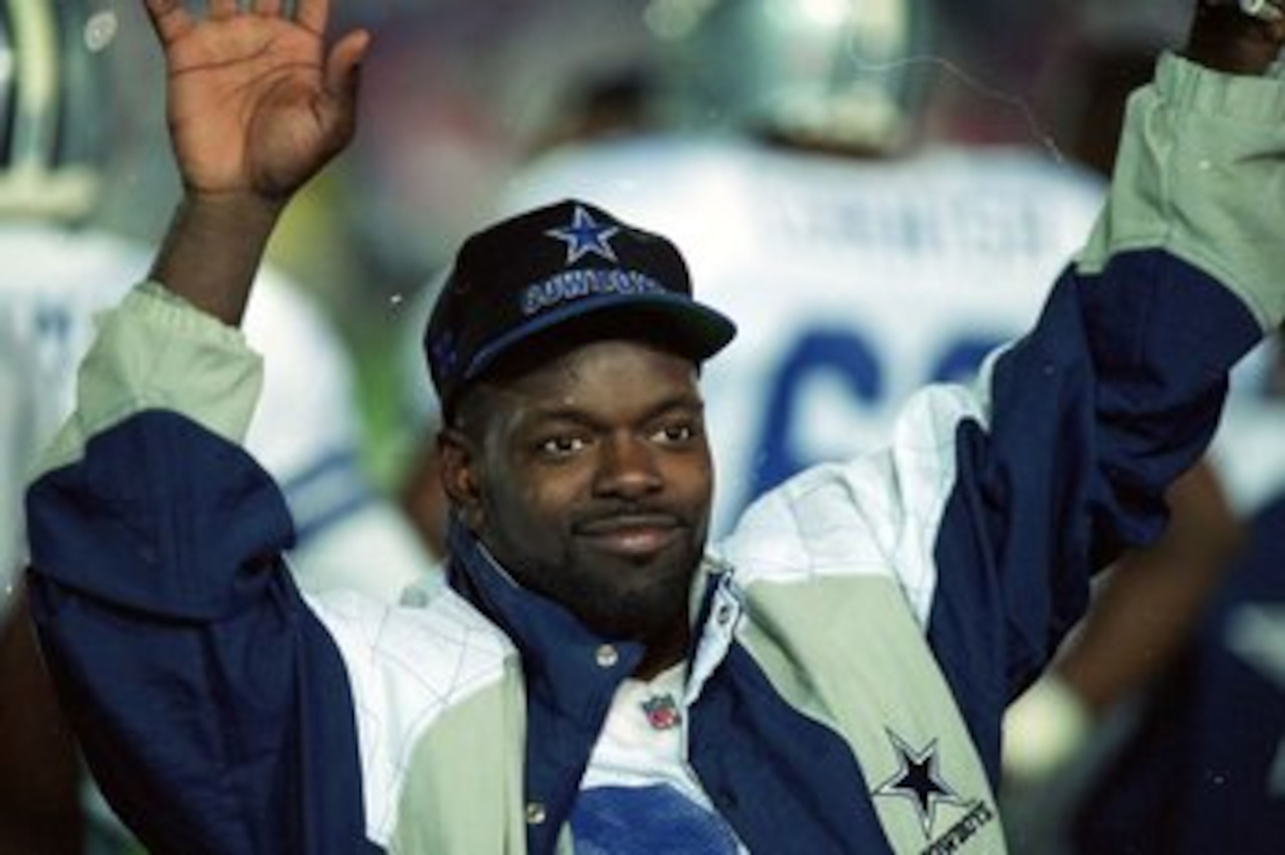 31 Jan 1993:  Emmitt Smith #22 of the Dallas Cowboys celebrates on the sidelines during the Superbowl XXVII against the Buffalo Bills at the Rose Bowl in Pasadena, California. The Cowboys defeated the Bills 52-17. Mandatory Credit: Mike Powell  /Allsport