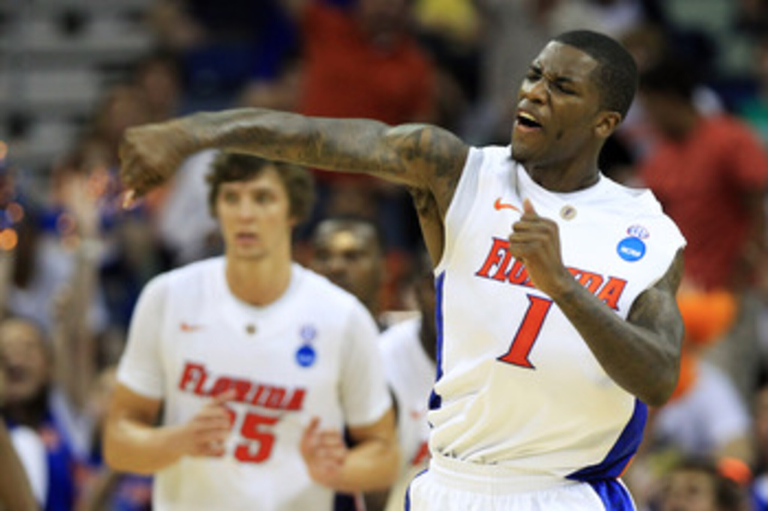 NEW ORLEANS, LA - MARCH 26:  Kenny Boynton #1 of the Florida Gators reacts during their game against the Butler Bulldogs in the Southeast regional final of the 2011 NCAA men's basketball tournament at New Orleans Arena on March 26, 2011 in New Orleans, Lo