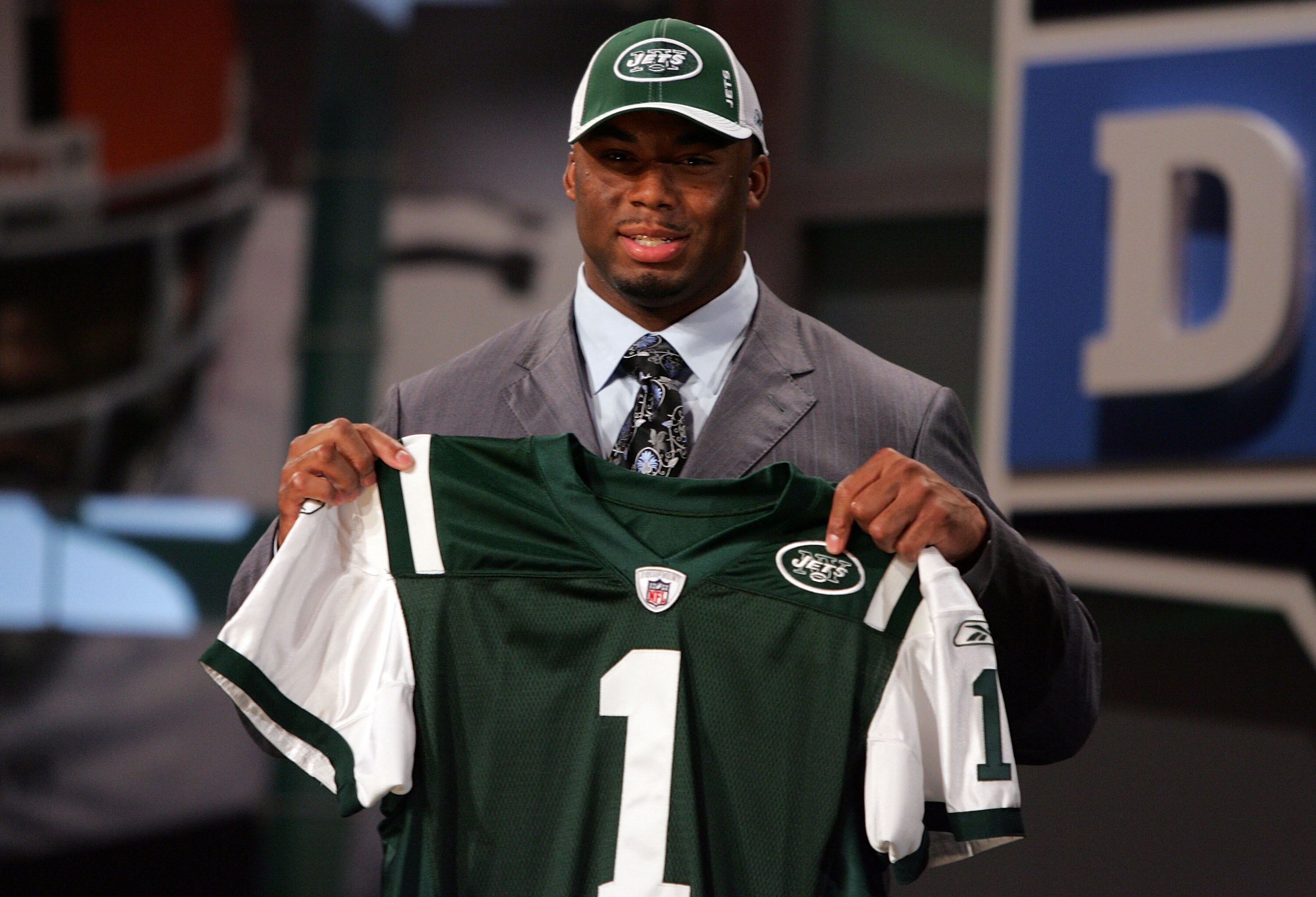NEW YORK - APRIL 26:  Vernon Gholston poses for a photo after being selected as the sixth overall pick by the New York Jets during the 2008 NFL Draft on April 26, 2008 at Radio City Music Hall in April 26, 2008 in New York City.  (Photo by Jim McIsaac/Get