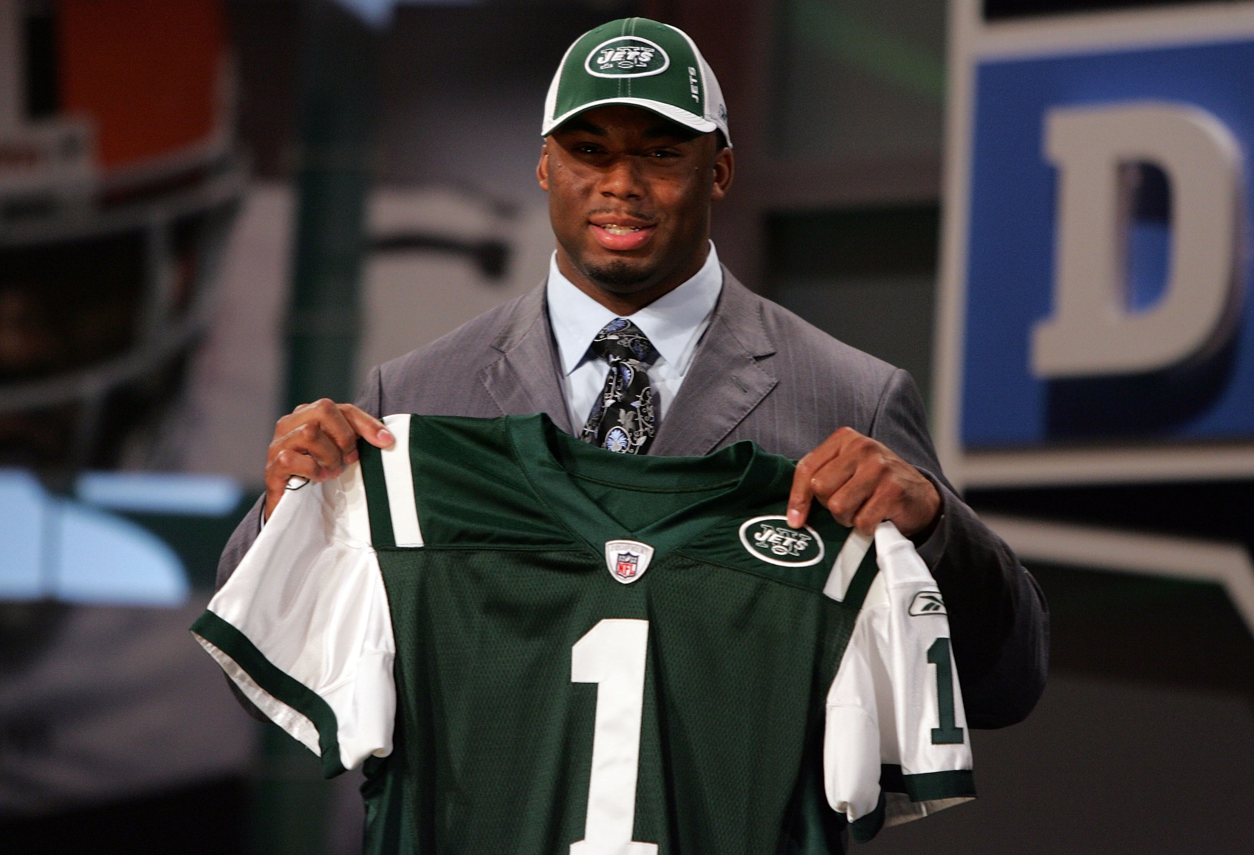 NEW YORK - APRIL 26:  Vernon Gholston poses for a photo after being selected as the sixth overall pick by the New York Jets during the 2008 NFL Draft on April 26, 2008 at Radio City Music Hall in April 26, 2008 in New York City.  (Photo by Jim McIsaac/Get
