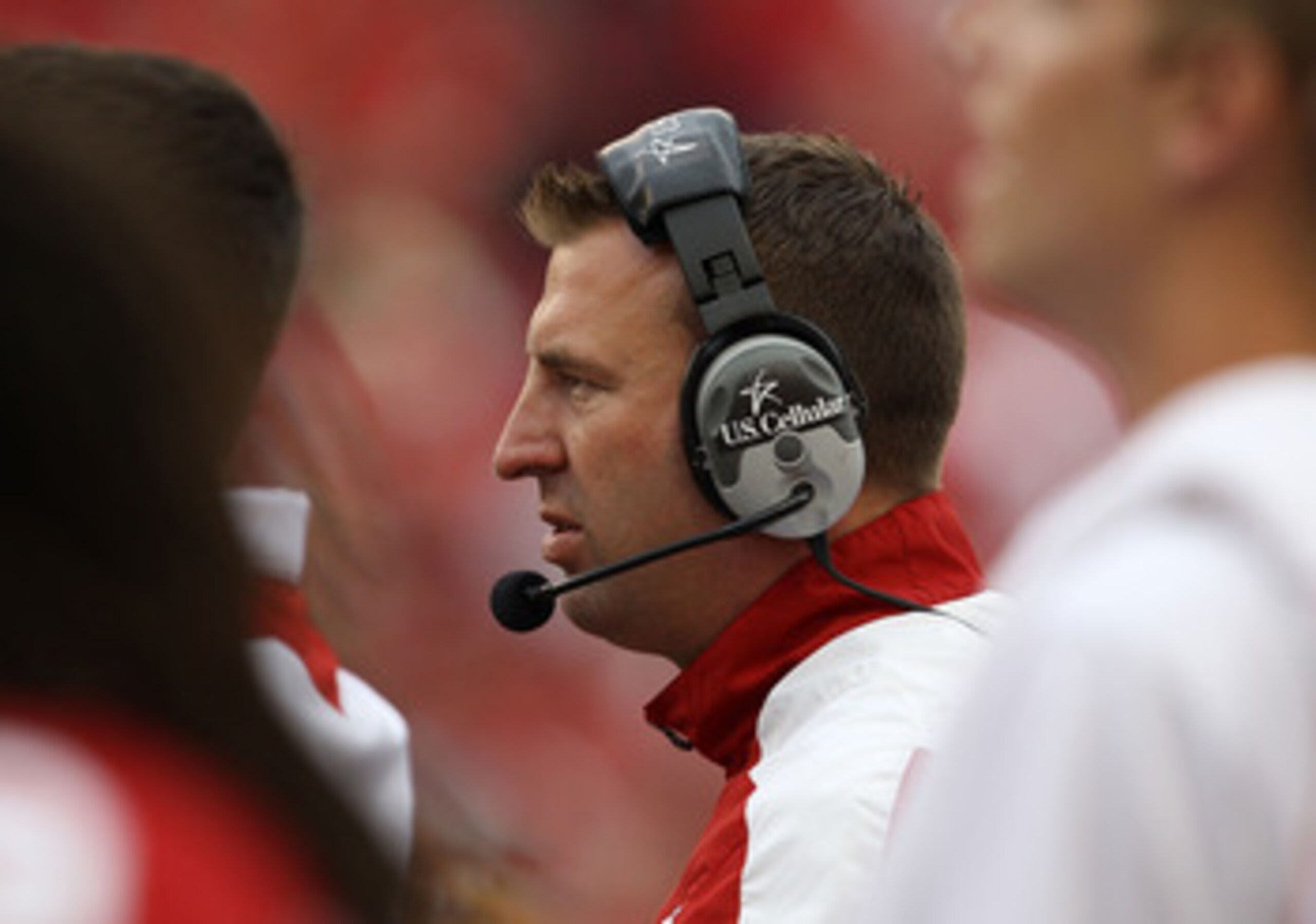 MADISON, WI - SEPTEMBER 18: Head coach Brett Bielema of the Wisconsin Badgers watches as his team takes on the Arizona State Sun Devils at Camp Randall Stadium on September 18, 2010 in Madison, Wisconsin. Wisconsin defeated Arizona State 20-19. Wisconsin 