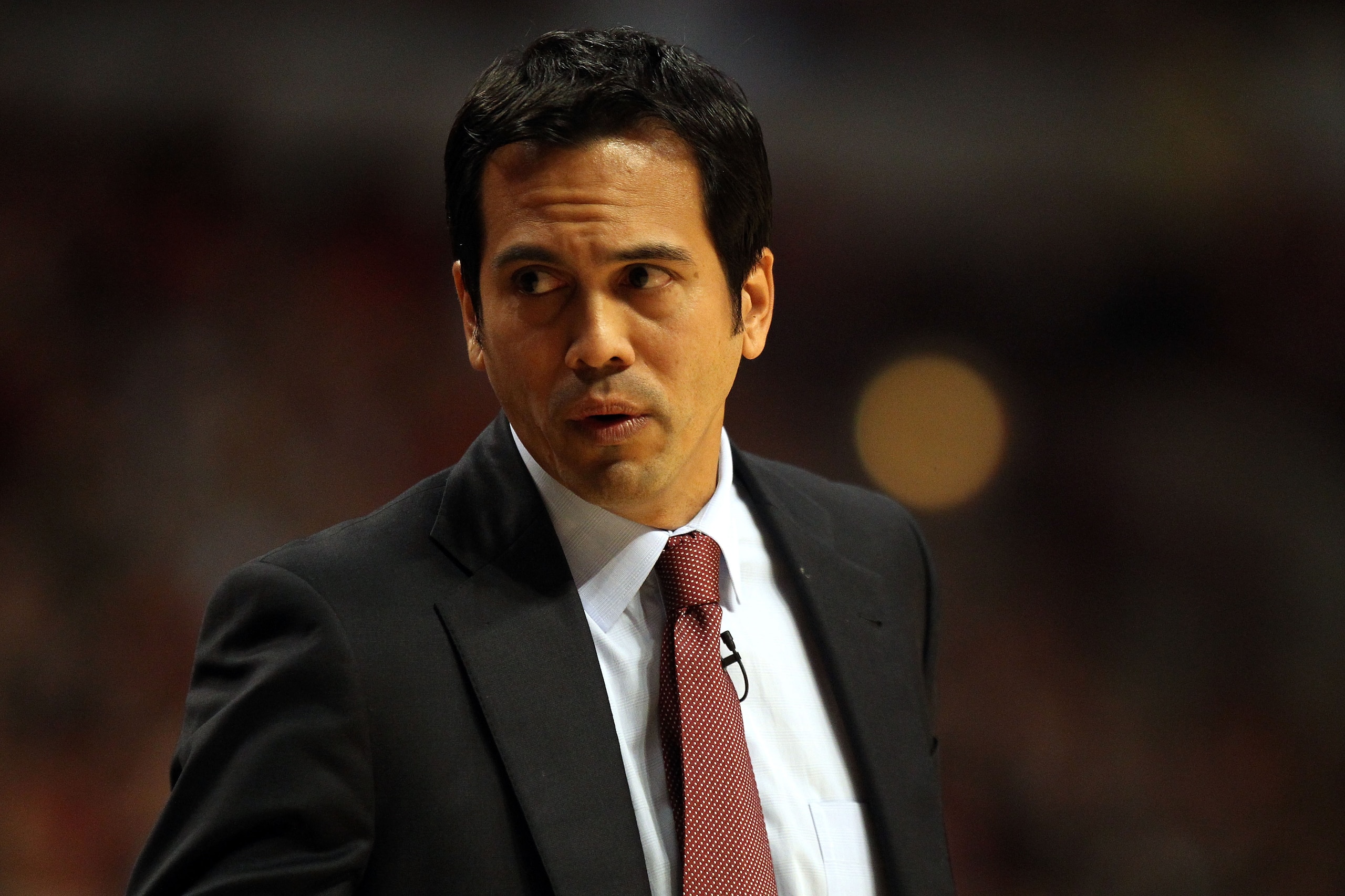CHICAGO, IL - MAY 26:  Head coach Erik Spoelstra of the Miami Heat looks on against the Chicago Bulls in Game Five of the Eastern Conference Finals during the 2011 NBA Playoffs on May 26, 2011 at the United Center in Chicago, Illinois. NOTE TO USER: User
