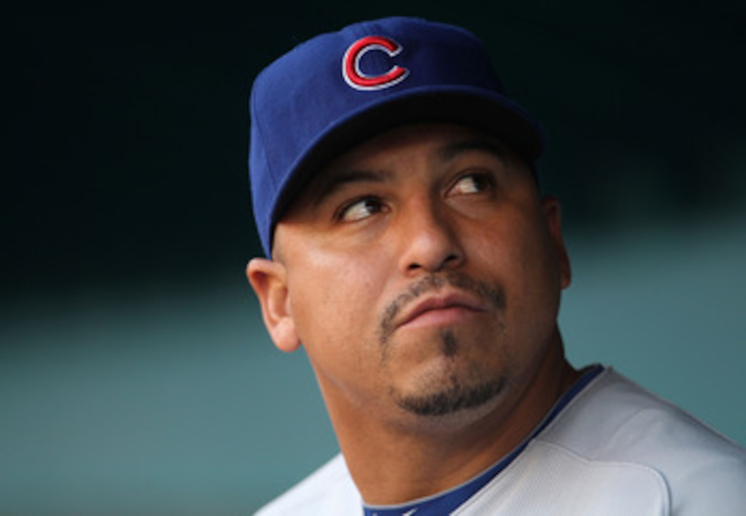 MIAMI GARDENS, FL - MAY 18:  Carlos Zambrano #38 of the Chicago Cubs looks on during a game against the Florida Marlins at Sun Life Stadium on May 18, 2011 in Miami Gardens, Florida.  (Photo by Mike Ehrmann/Getty Images)