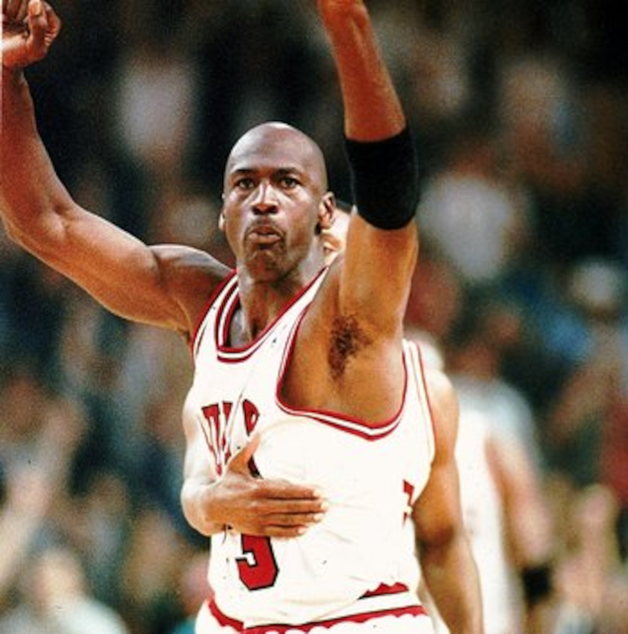 16 Jun 1993: Michael Jordan #23 of the Chicago Bulls celebrates during game four of the NBA Finals against the Phoenix Suns. 16 Jun 1993: Michael Jordan #23 of the Chicago Bulls celebrates during game four of the NBA Finals against the Phoenix Suns.