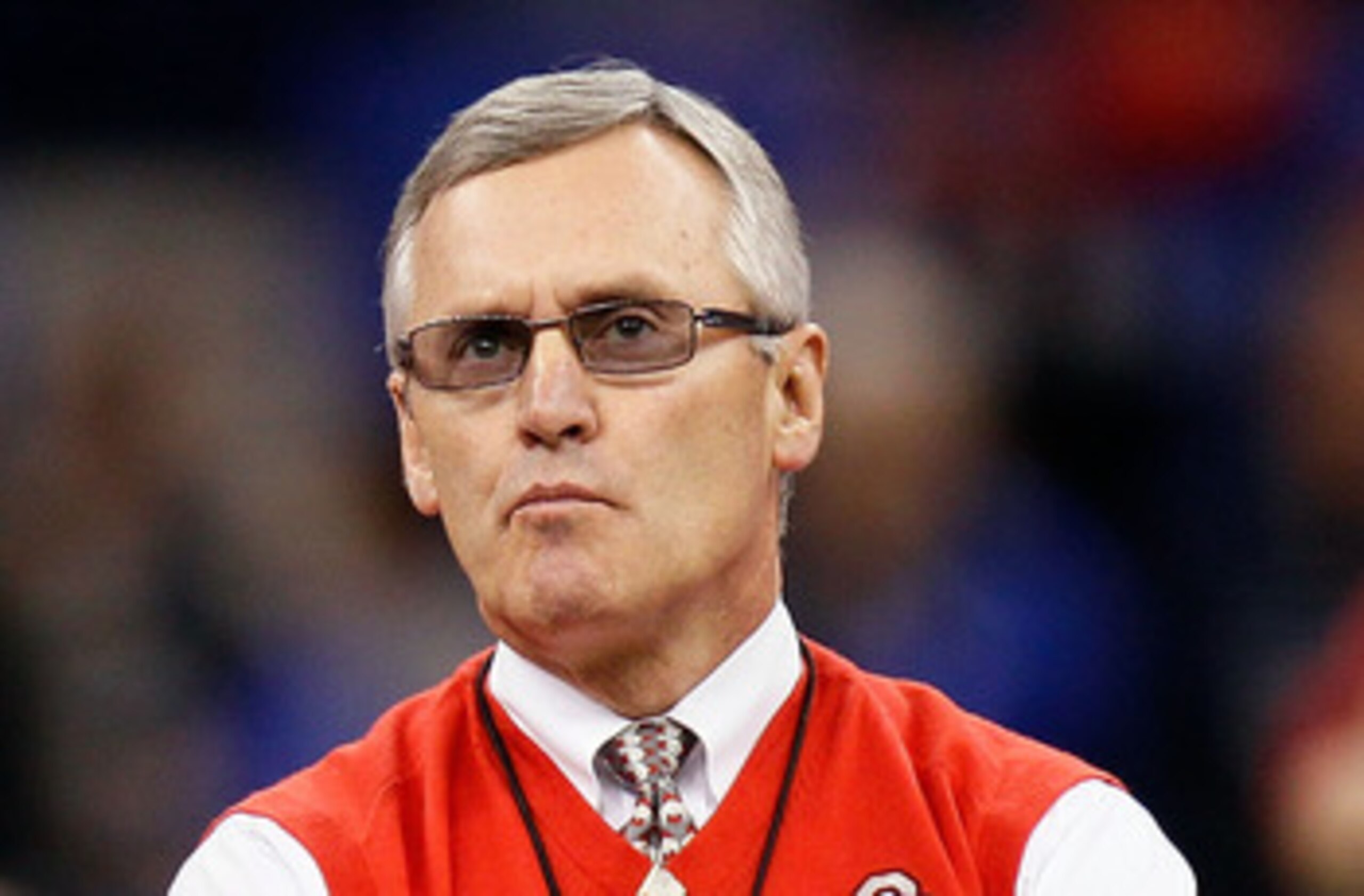 NEW ORLEANS, LA - JANUARY 04:  Head coach Jim Tressel of the Ohio State Buckeyes looks on before the Allstate Sugar Bowl against the Arkansas Razorbacks at the Louisiana Superdome on January 4, 2011 in New Orleans, Louisiana.  (Photo by Kevin C. Cox/Getty