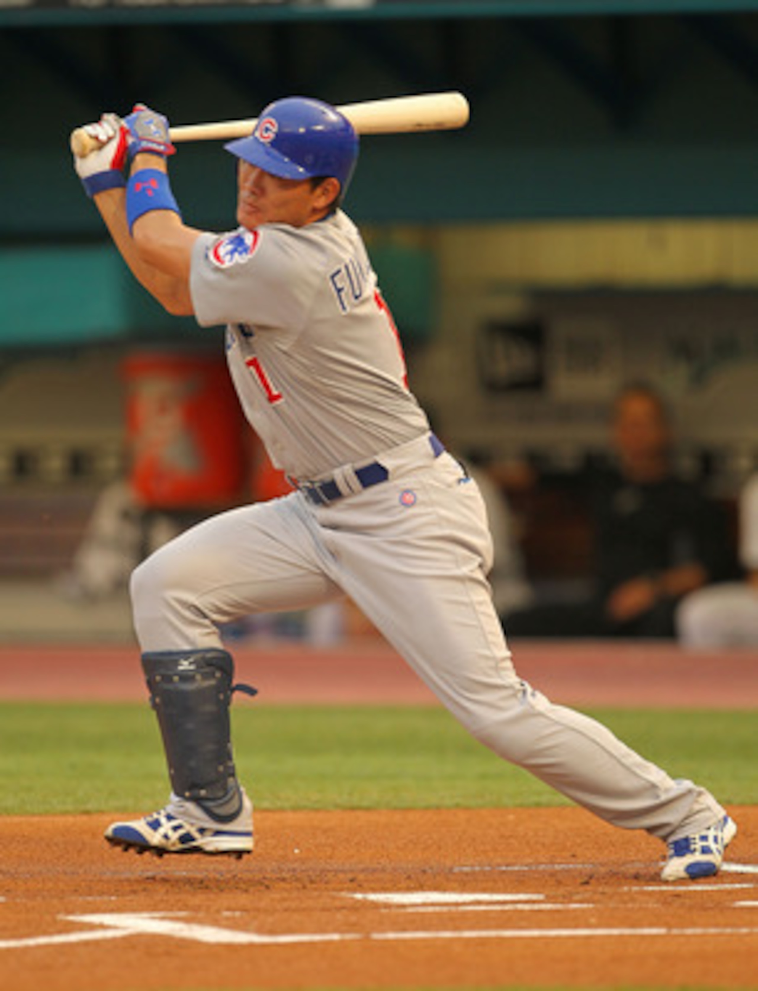 MIAMI GARDENS, FL - MAY 19: Kosuke Fukudome #1 of the Chicago Cubs hits during a game against  the Florida Marlins at Sun Life Stadium on May 19, 2011 in Miami Gardens, Florida.  (Photo by Mike Ehrmann/Getty Images)
