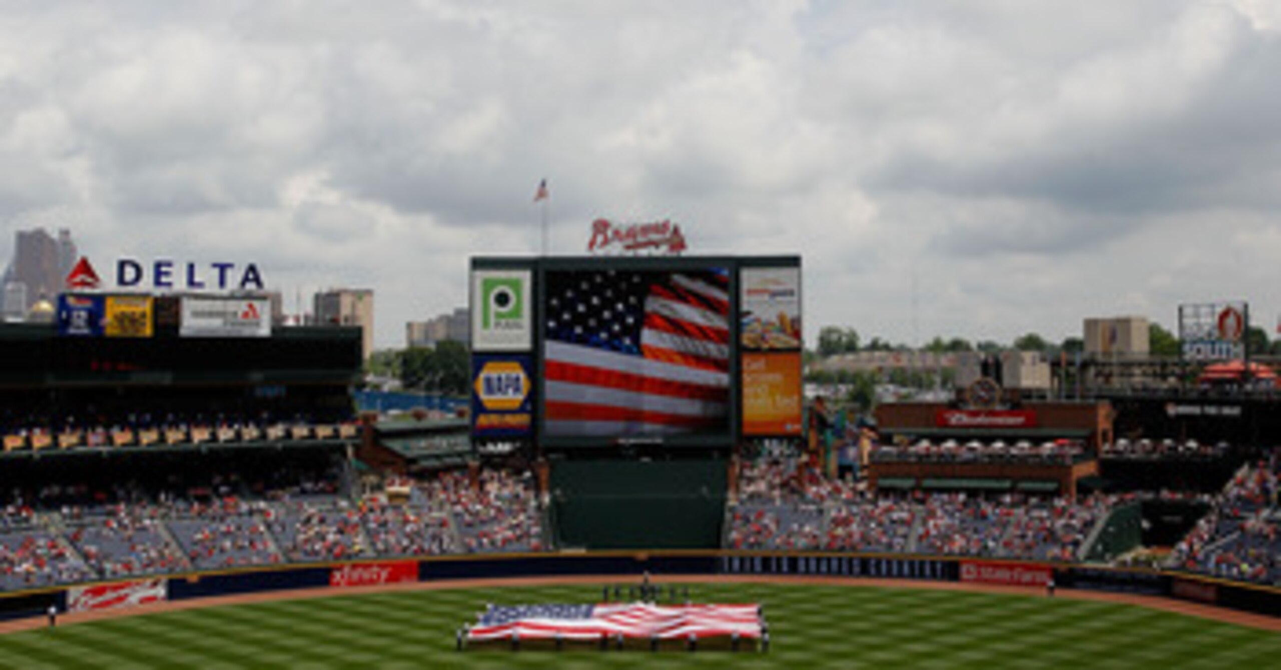 ATLANTA - MAY 31:  The Atlanta Braves honor Memorial Day before facing the Philadelphia Phillies at Turner Field on May 31, 2010 in Atlanta, Georgia.  (Photo by Kevin C. Cox/Getty Images)