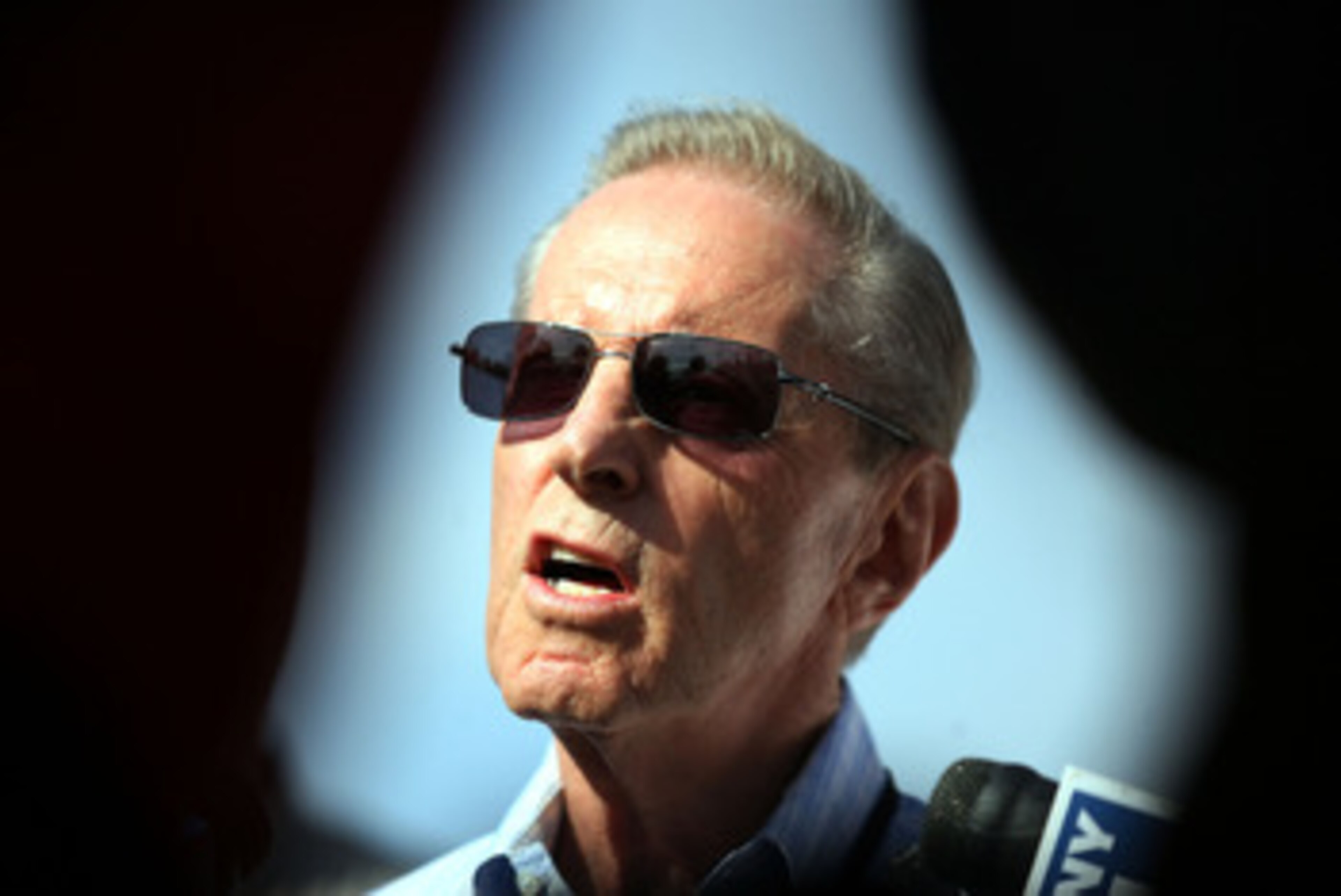 PORT ST. LUCIE, FL - FEBRUARY 17:  Owner Fred Wilpon of the New York Mets addresses the media during spring training at Tradition Field on February 17, 2011 in Port St. Lucie, Florida.  (Photo by Marc Serota/Getty Images)