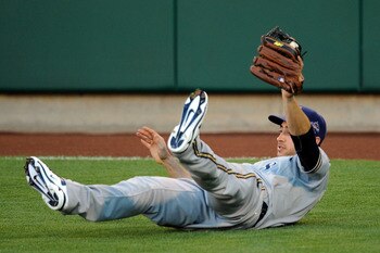 ANAHEIM, CA - JULY 13: National League All-Star Ryan Bruan #8 of the Milwaukee Brewers dives to catch the ball during the 81st MLB All-Star Game at Angel Stadium of Anaheim on July 13, 2010 in Anaheim, California. (Photo by Lisa Blumenfeld/Getty Images) ANAHEIM, CA - JULY 13: National League All-Star Ryan Bruan #8 of the Milwaukee Brewers dives to catch the ball during the 81st MLB All-Star Game at Angel Stadium of Anaheim on July 13, 2010 in Anaheim, California. (Photo by Lisa Blumenfeld/Getty Images)