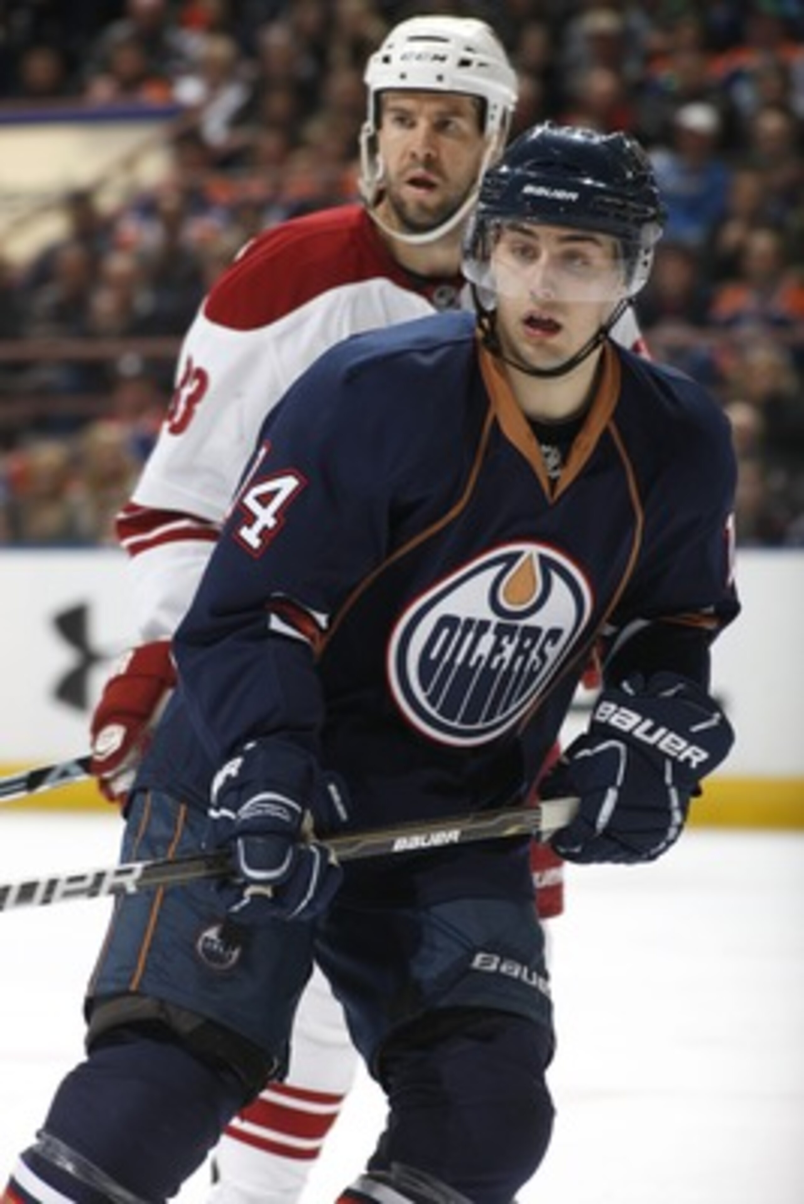 EDMONTON, CANADA - MARCH 17: Jordan Eberle #14 of the Edmonton Oilers skates against the Phoenix Coyotes on March 17, 2011 at Rexall Place in Edmonton, Alberta, Canada. (Photo by Dale MacMillan/Getty Images) EDMONTON, CANADA - MARCH 17: Jordan Eberle #14 of the Edmonton Oilers skates against the Phoenix Coyotes on March 17, 2011 at Rexall Place in Edmonton, Alberta, Canada. (Photo by Dale MacMillan/Getty Images)