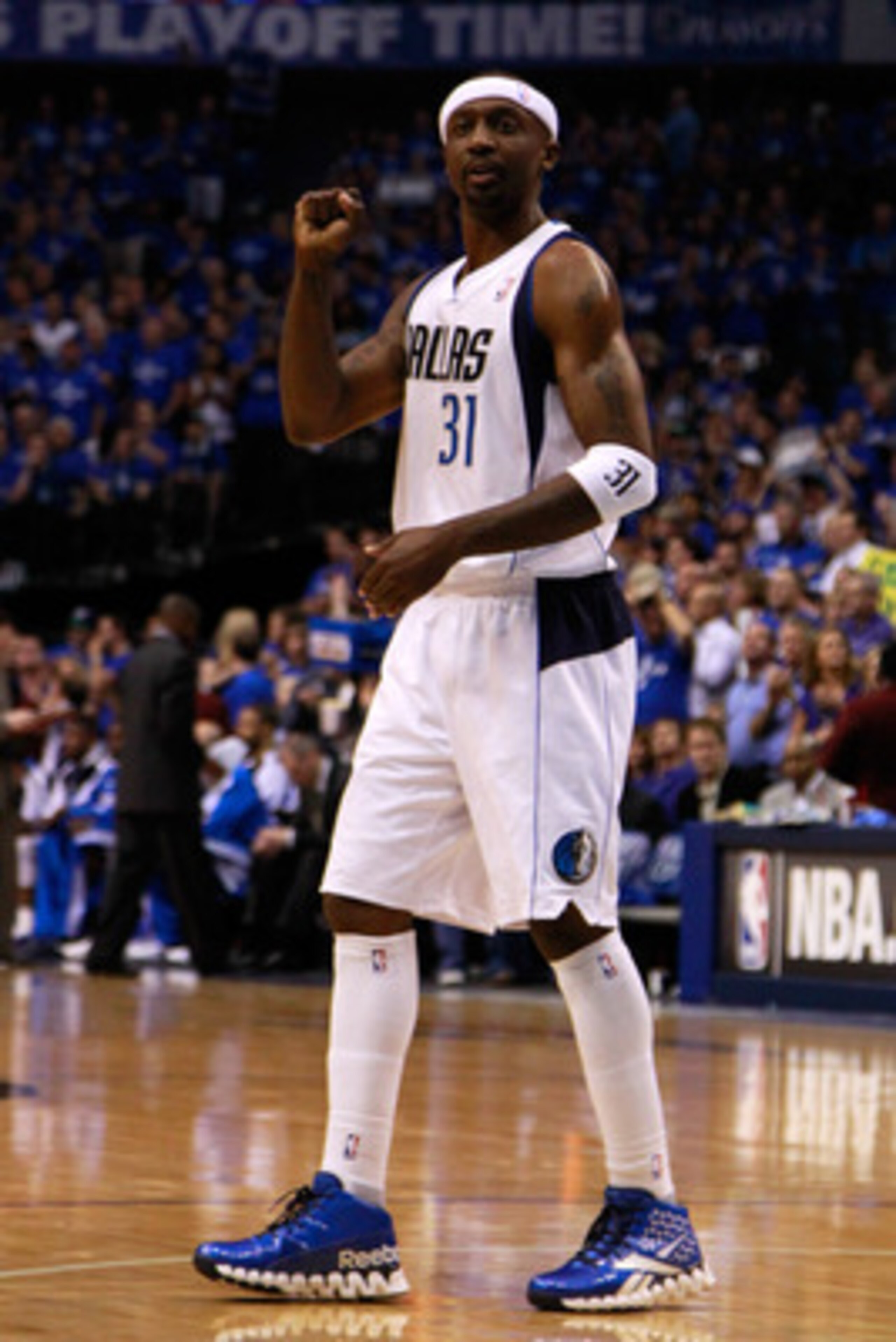 DALLAS, TX - MAY 25:  Jason Terry #31 of the Dallas Mavericks reacts while taking on the Oklahoma City Thunder in Game Five of the Western Conference Finals during the 2011 NBA Playoffs at American Airlines Center on May 25, 2011 in Dallas, Texas. NOTE TO