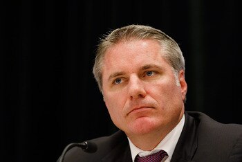 UNIONDALE, NY - MAY 26:  General Manager Garth Snow looks on during New York Islanders Captain Doug Weight's press conference to announce his retirement on May 26, 2011 at the Long Island Marriott in Uniondale, New York. (Photo by Mike Stobe/Getty Images)