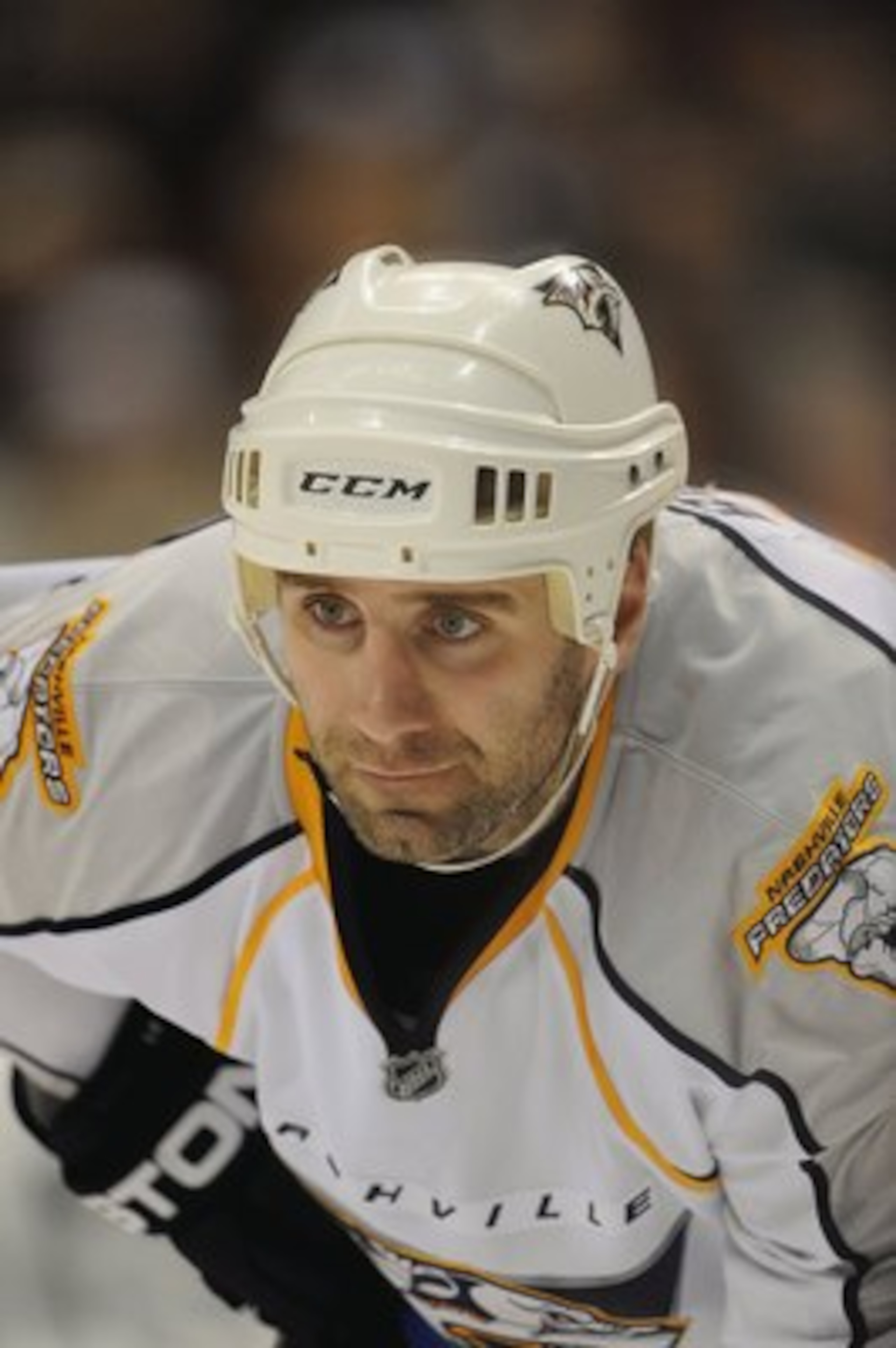 DALLAS - FEBRUARY 08:  Radek Bonk #14 of the Nashville Predators during play against the Dallas Stars at the American Airlines Center on February 8, 2009 in Dallas, Texas.  (Photo by Ronald Martinez/Getty Images)