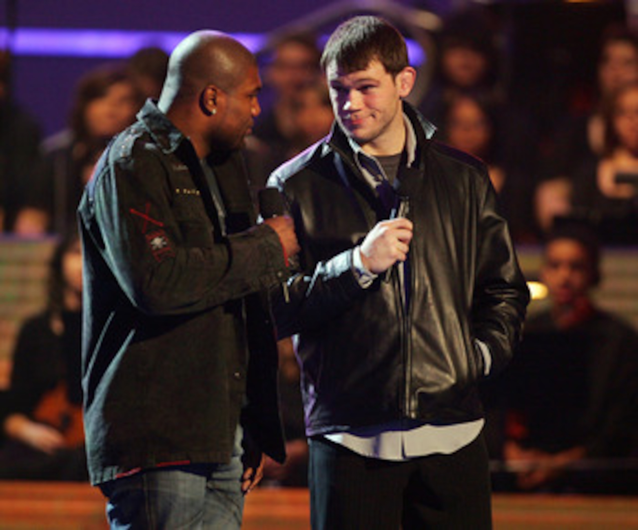 LAS VEGAS - DECEMBER 07: FC Light Heavyweight Mixed Martial Arts Champion Quinton 'Rampage' Jackson (L) and mixed martial arts fighter Forrest Griffin speak at Spike TV's 2007 'Video Game Awards' at the Mandalay Bay Events Center on December 7, 2007 in L LAS VEGAS - DECEMBER 07: FC Light Heavyweight Mixed Martial Arts Champion Quinton 'Rampage' Jackson (L) and mixed martial arts fighter Forrest Griffin speak at Spike TV's 2007 'Video Game Awards' at the Mandalay Bay Events Center on December 7, 2007 in L