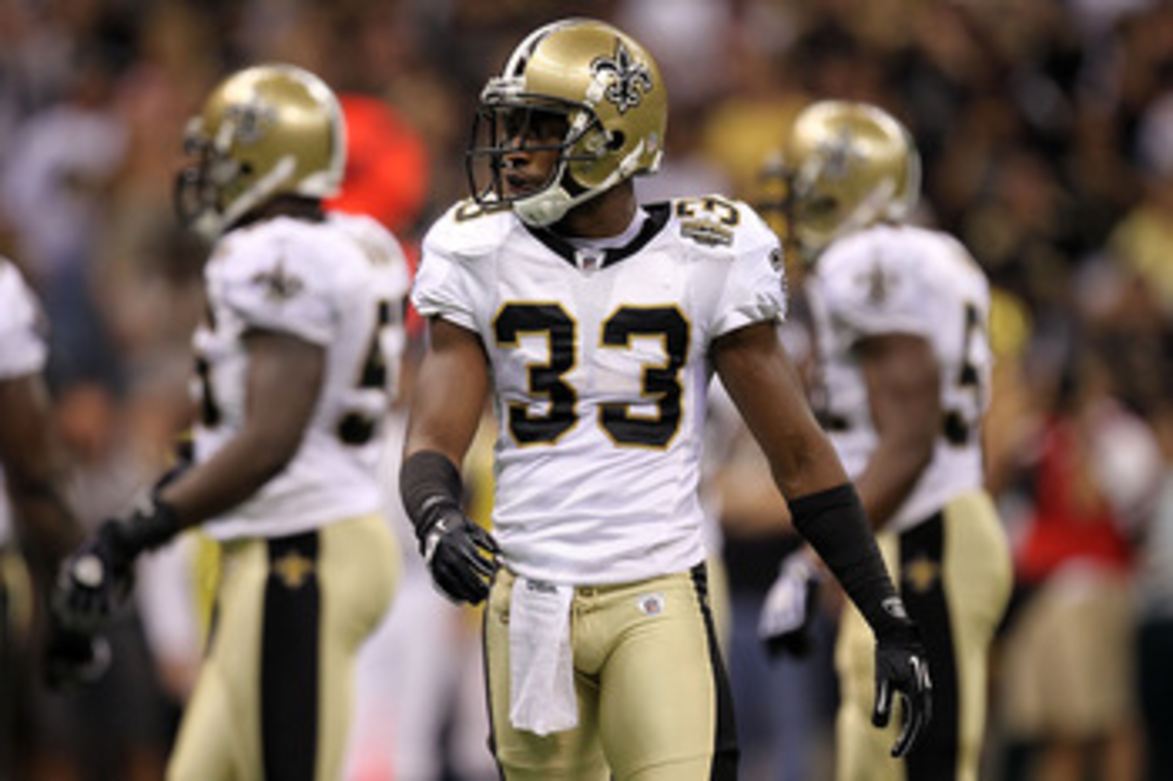 NEW ORLEANS - SEPTEMBER 09:  Jabari Greer #33 of the New Orleans Saints at Louisiana Superdome on September 9, 2010 in New Orleans, Louisiana.  (Photo by Ronald Martinez/Getty Images)
