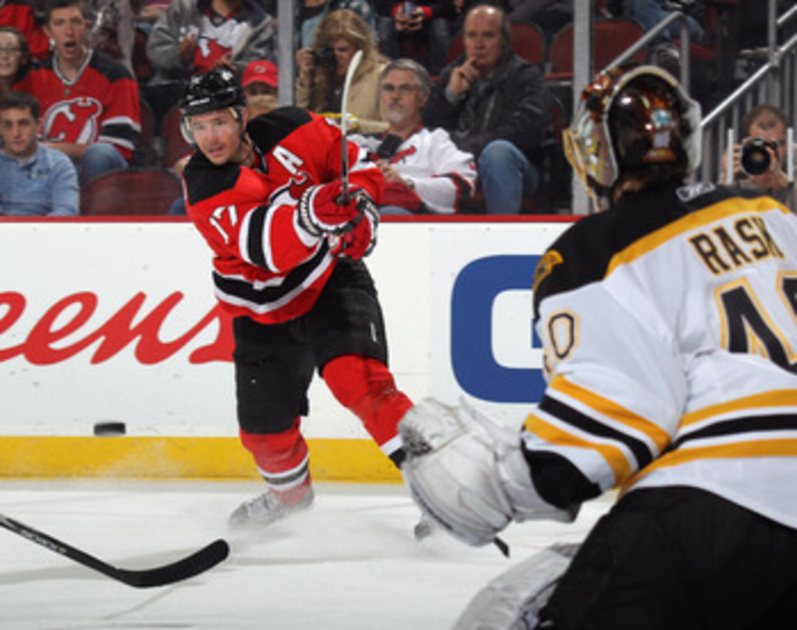 NEWARK, NJ - APRIL 10: Ilya Kovalchuk #17 of the New Jersey Devils skates against the Boston Bruins at the Prudential Center on April 10, 2011 in Newark, New Jersey. (Photo by Bruce Bennett/Getty Images) NEWARK, NJ - APRIL 10: Ilya Kovalchuk #17 of the New Jersey Devils skates against the Boston Bruins at the Prudential Center on April 10, 2011 in Newark, New Jersey. (Photo by Bruce Bennett/Getty Images)
