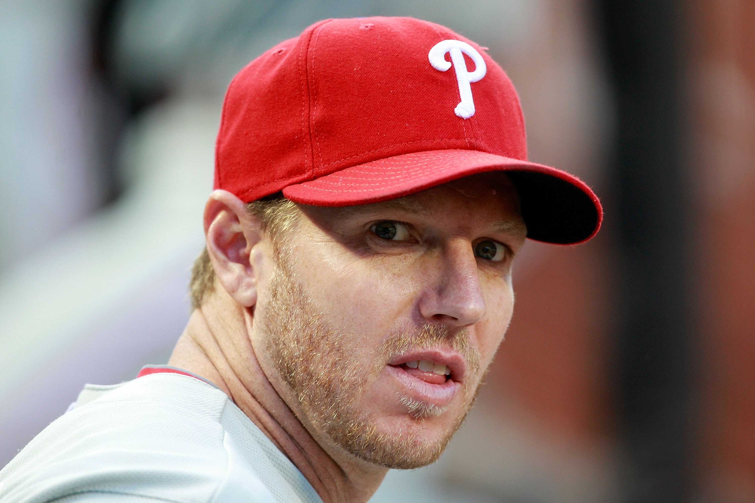 NEW YORK, NY - MAY 28: Roy Halladay #51 of the Philadelphia Phillies sits in the dugout before the game against the New York Mets at Citi Field on May 28, 2011 in the Flushing neighborhood of the Queens borough of New York City. (Photo by Chris Trotman/Ge