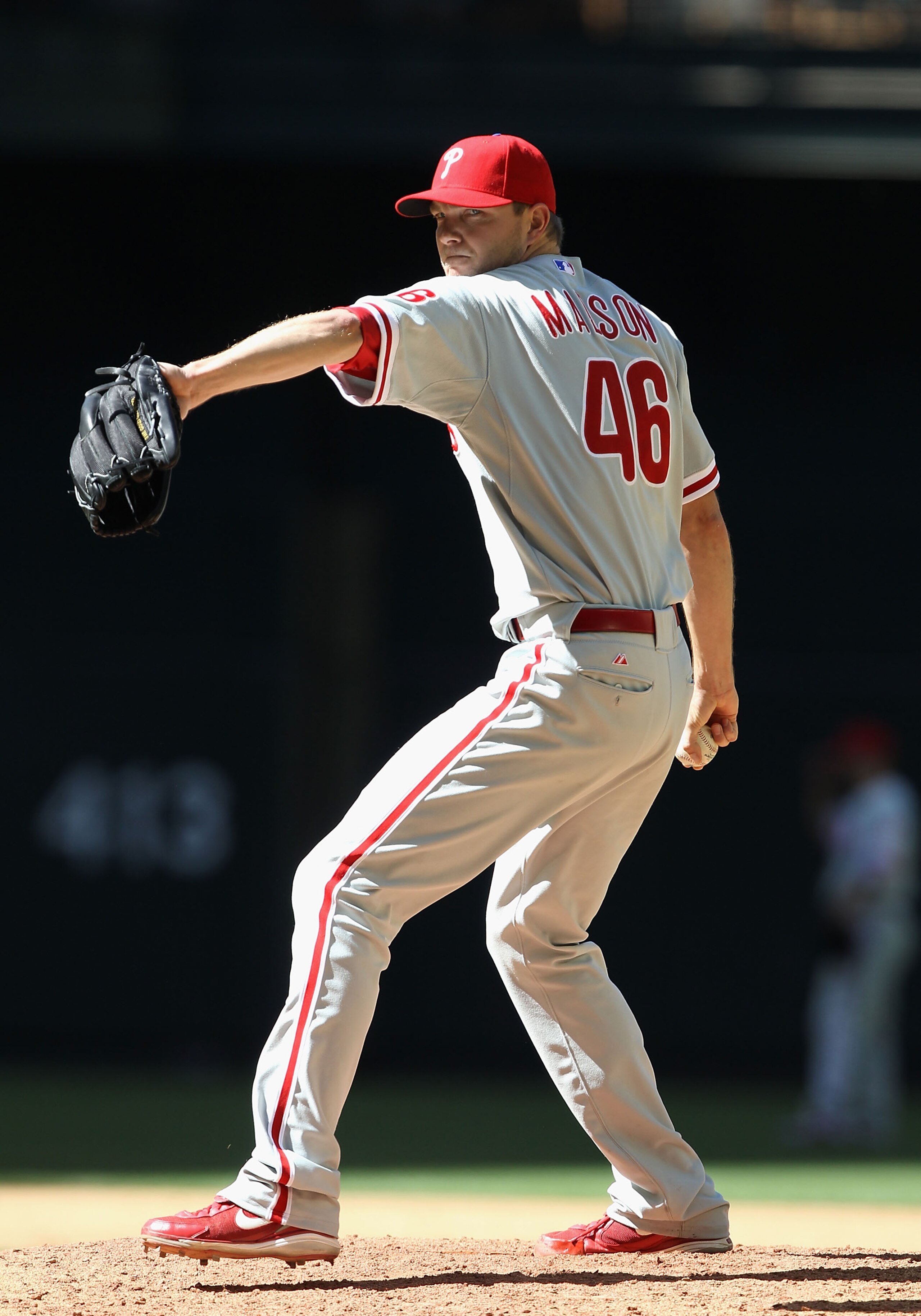 PHOENIX, AZ - APRIL 27: Relief pitcher Ryan Madson #46 of the Philadelphia Phillies pitches against the Arizona Diamondbacks during the Major League Baseball game at Chase Field on April 27, 2011 in Phoenix, Arizona. The Phillies defeated the Diamondback PHOENIX, AZ - APRIL 27: Relief pitcher Ryan Madson #46 of the Philadelphia Phillies pitches against the Arizona Diamondbacks during the Major League Baseball game at Chase Field on April 27, 2011 in Phoenix, Arizona. The Phillies defeated the Diamondback